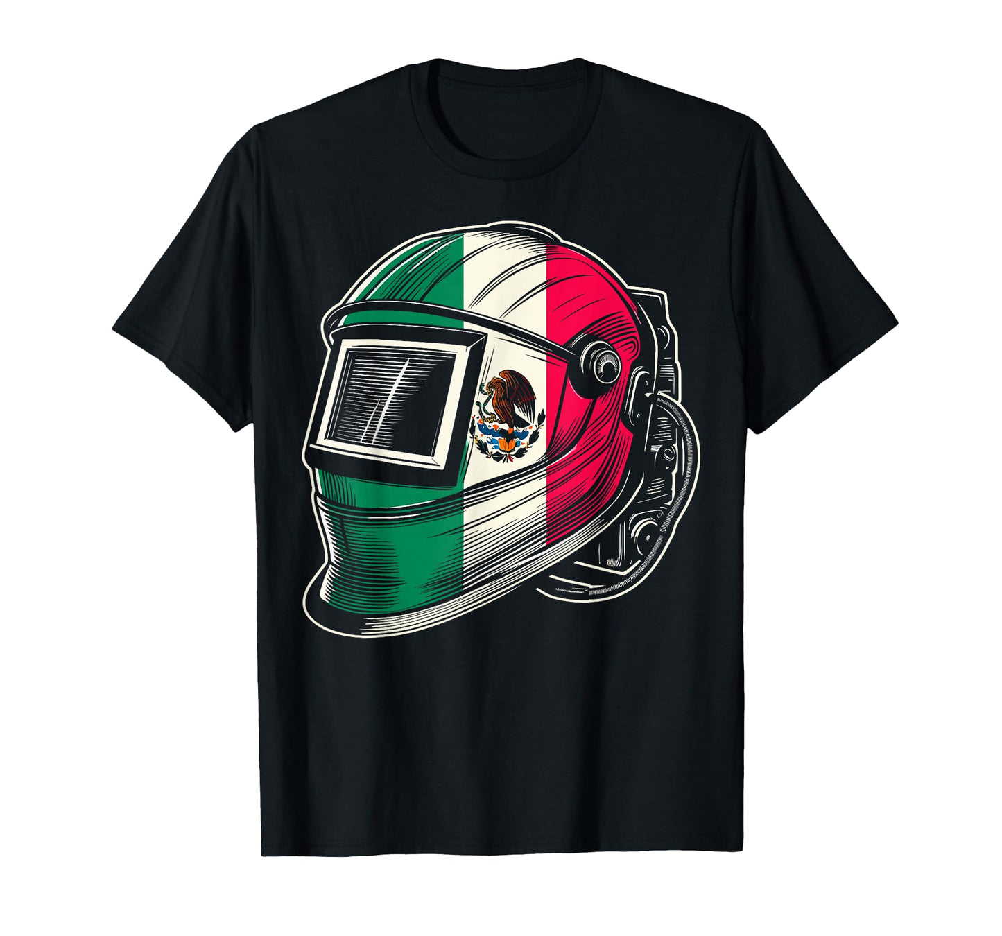 Mexico Flag Pipeliner Welding Hood Distressed Welder T-Shirt
