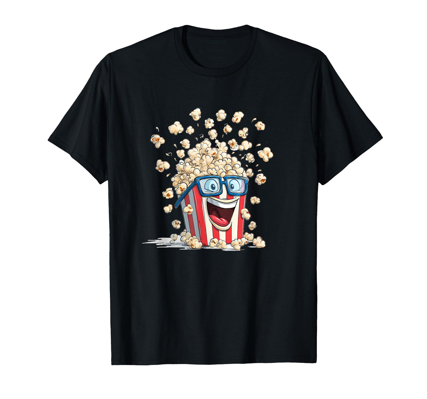 Laughing Popcorn with Glasses for Cinema and Movie Nights T-Shirt