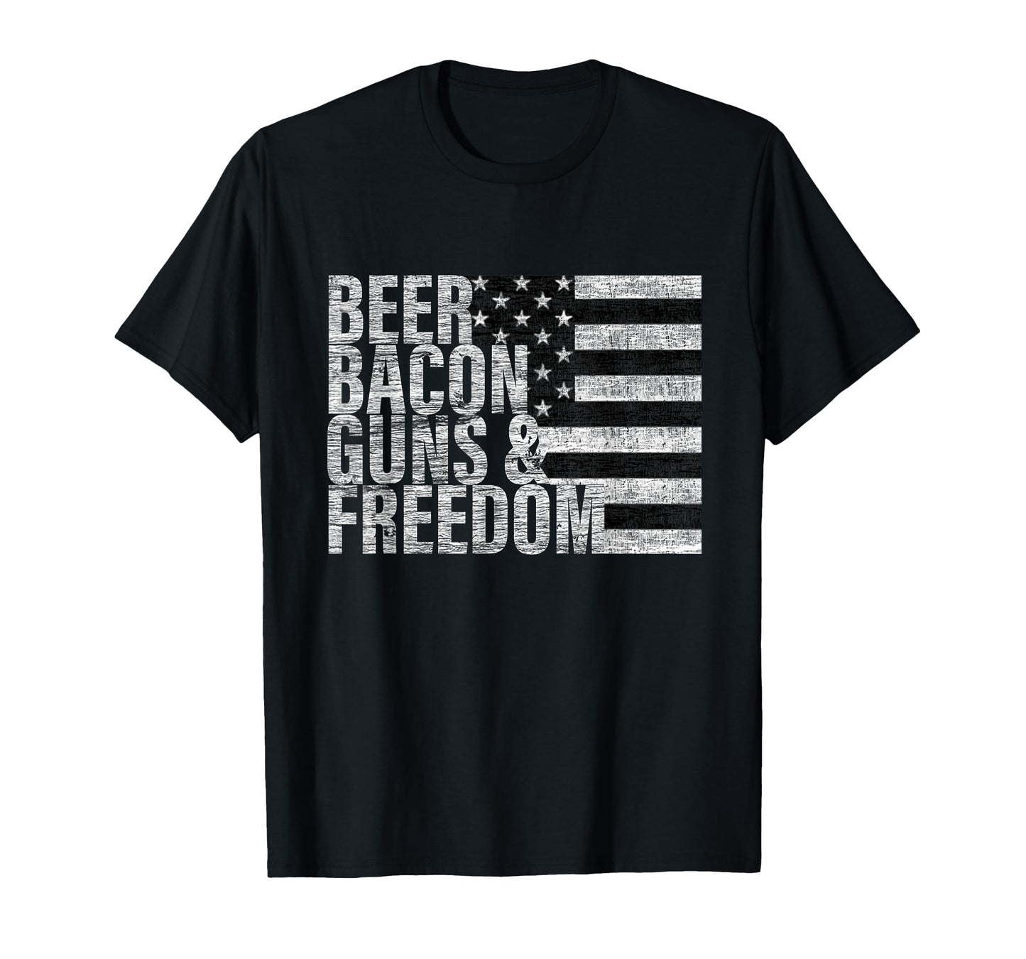 Beer Bacon Guns & Freedom T-shirt Flag Tee T-Shirt