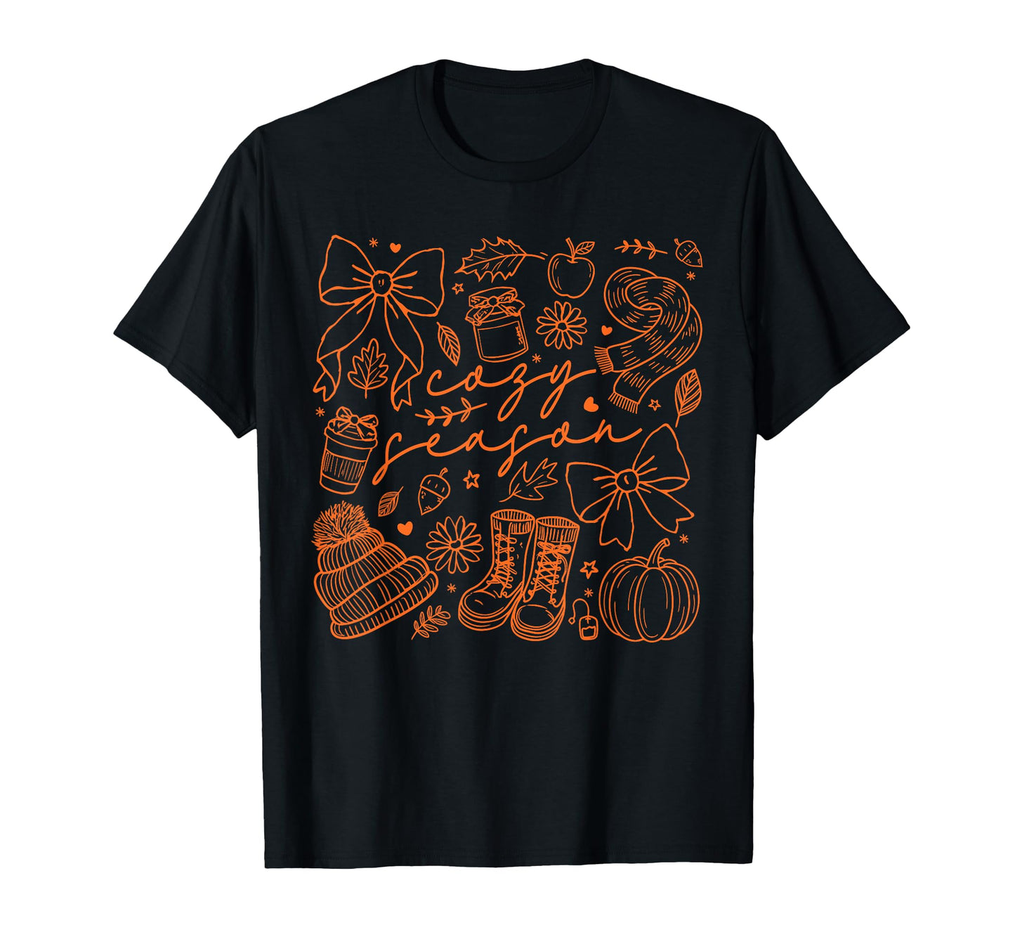 Pumpkin Cozy Season Thanksgiving Autumn Fall Y'all Leaves T-Shirt
