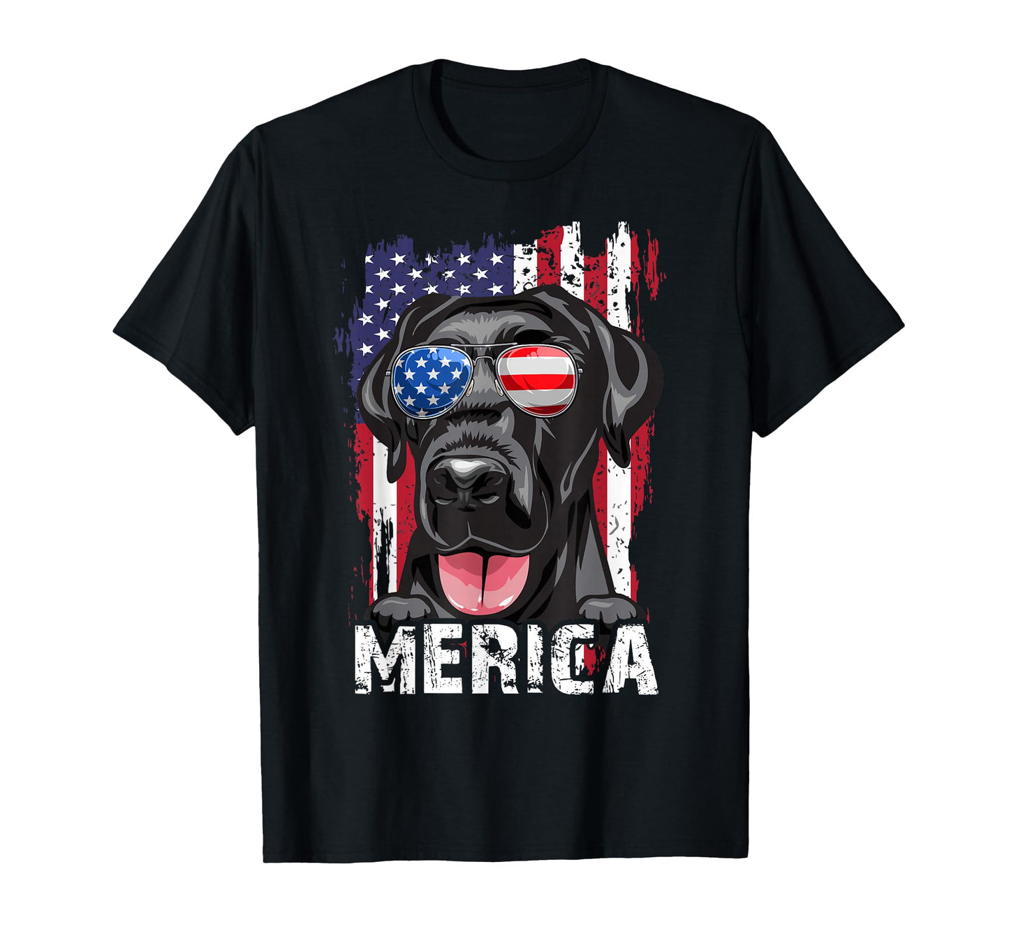 Merica Labrador Retriever American Flag 4th July USA Lab Dog T-Shirt
