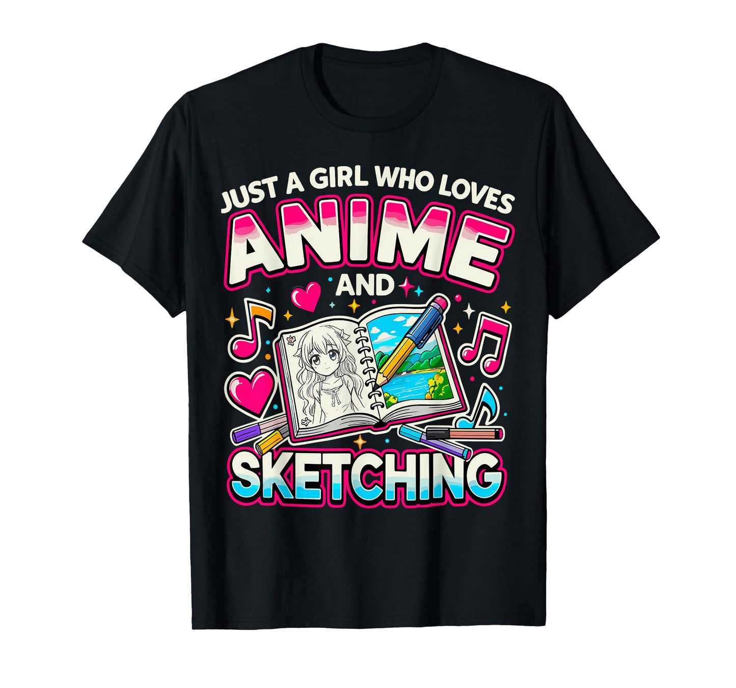 Manga Art Just a Girl Who Loves Anime and Sketching T-Shirt