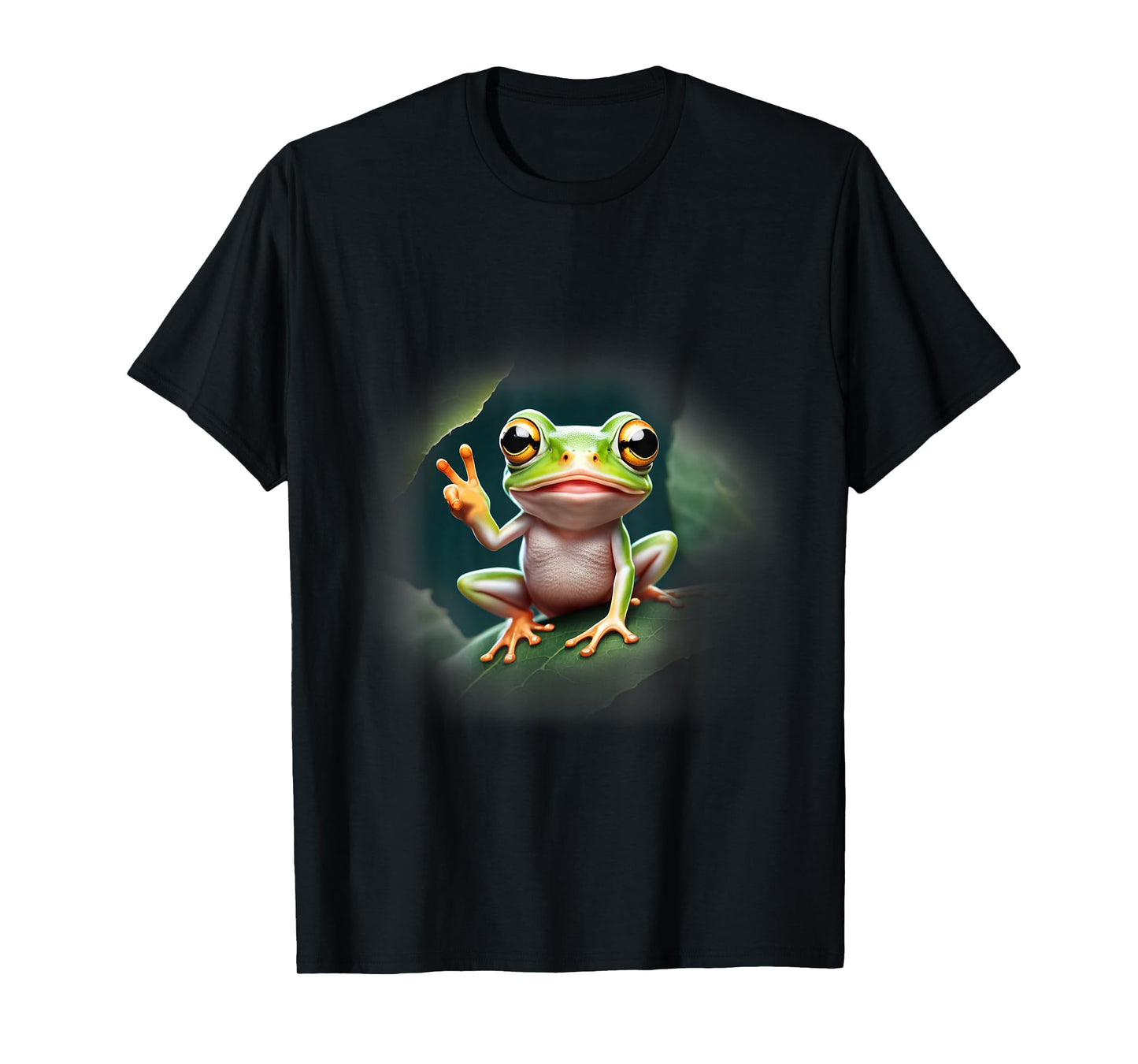 Cute Tree Frog Giving Peace Sign Funny T-Shirt