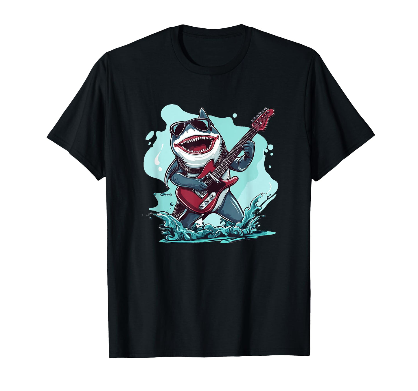 Cool Shark with Sunglasses and Guitar Costume T-Shirt