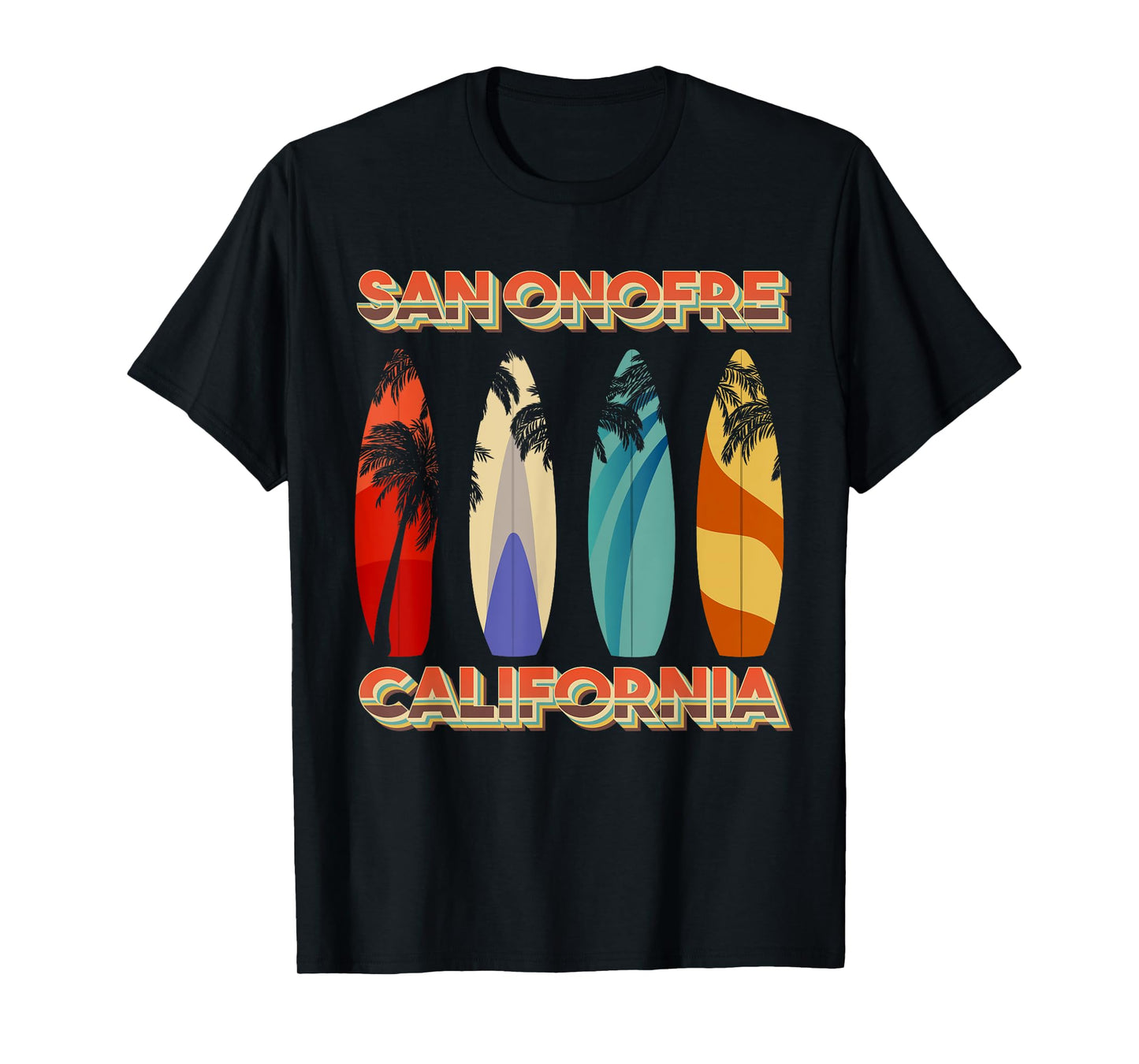 San Onofre California Retro Surf Board T-Shirt