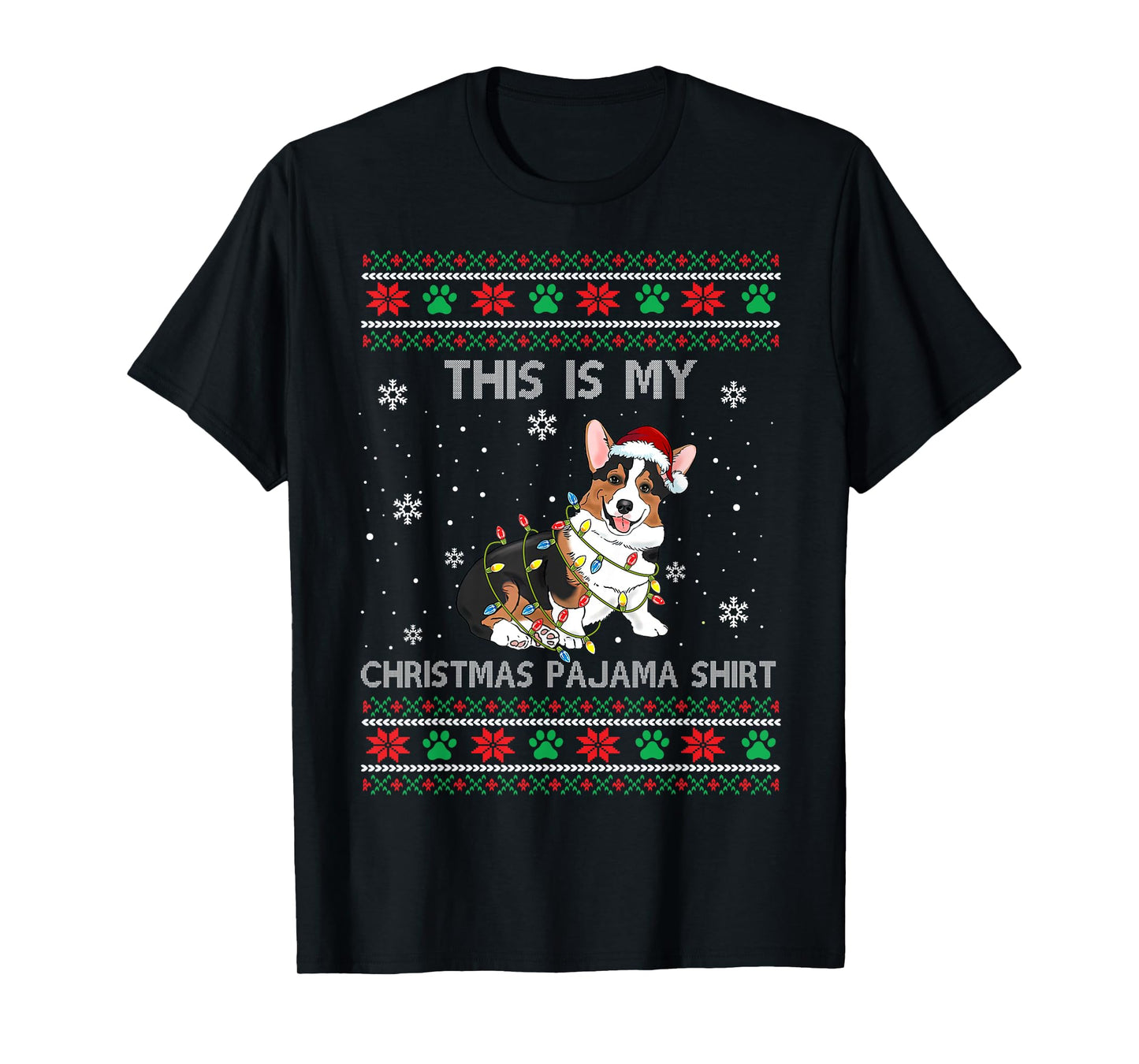 This Is My Christmas Pajama Shirt Tricolor Corgi Pjs Xmas T-Shirt