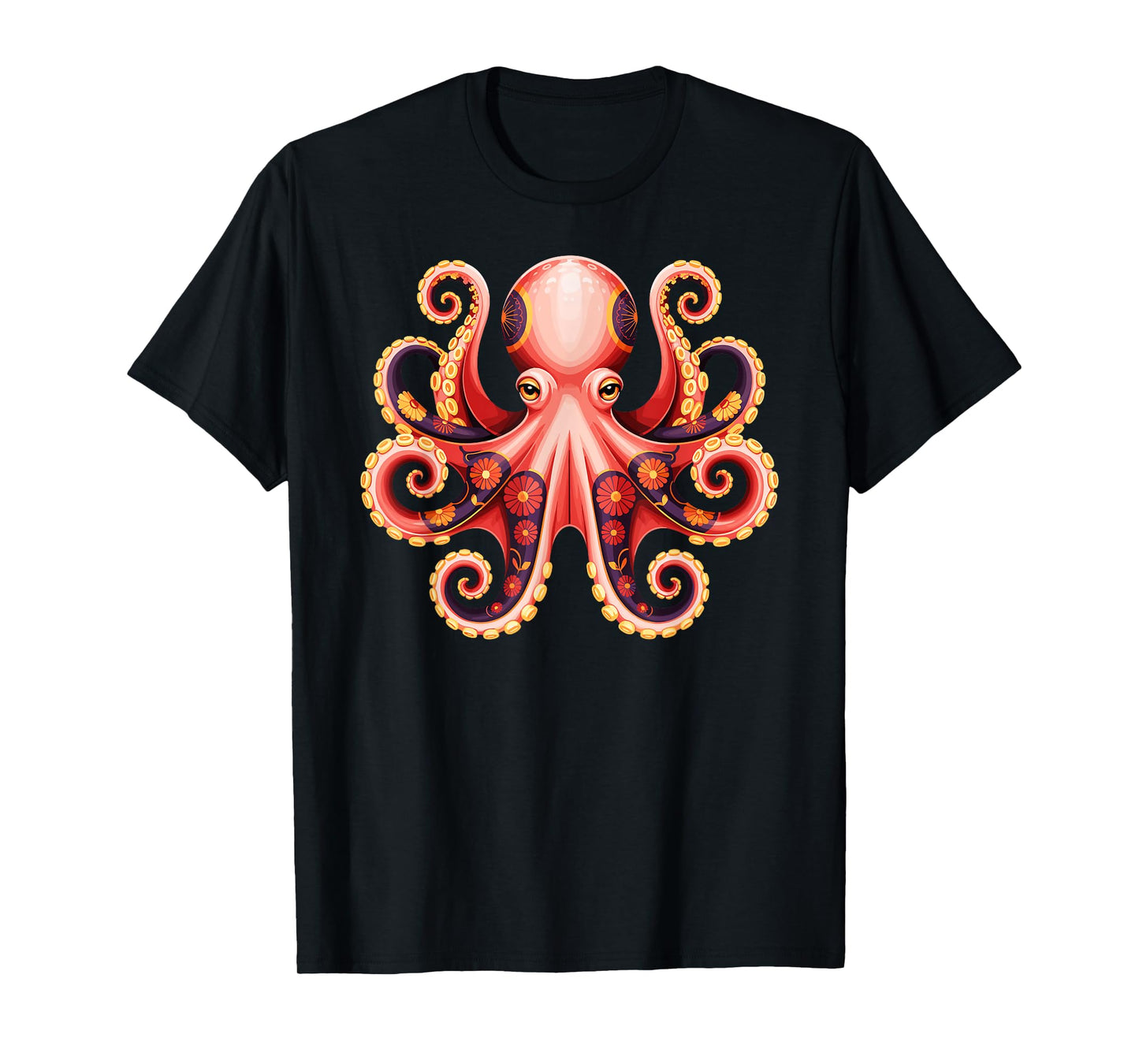 Octopus Floral Nautical Vibrant Mandala Ocean Boho Aesthetic T-Shirt