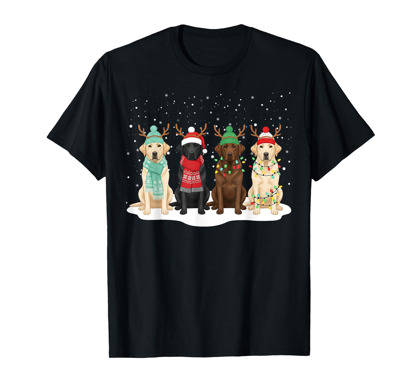 Black Lab Labrador Dog Christmas Crew Matching Family Xmas T-Shirt