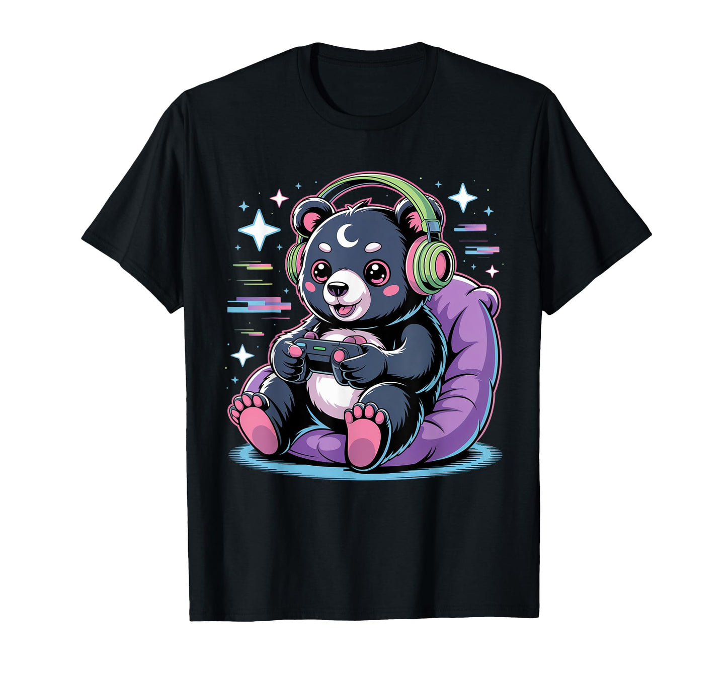 Gamer Bear Video Game Kawaii Goth Girl Clothes Pink Goth T-Shirt