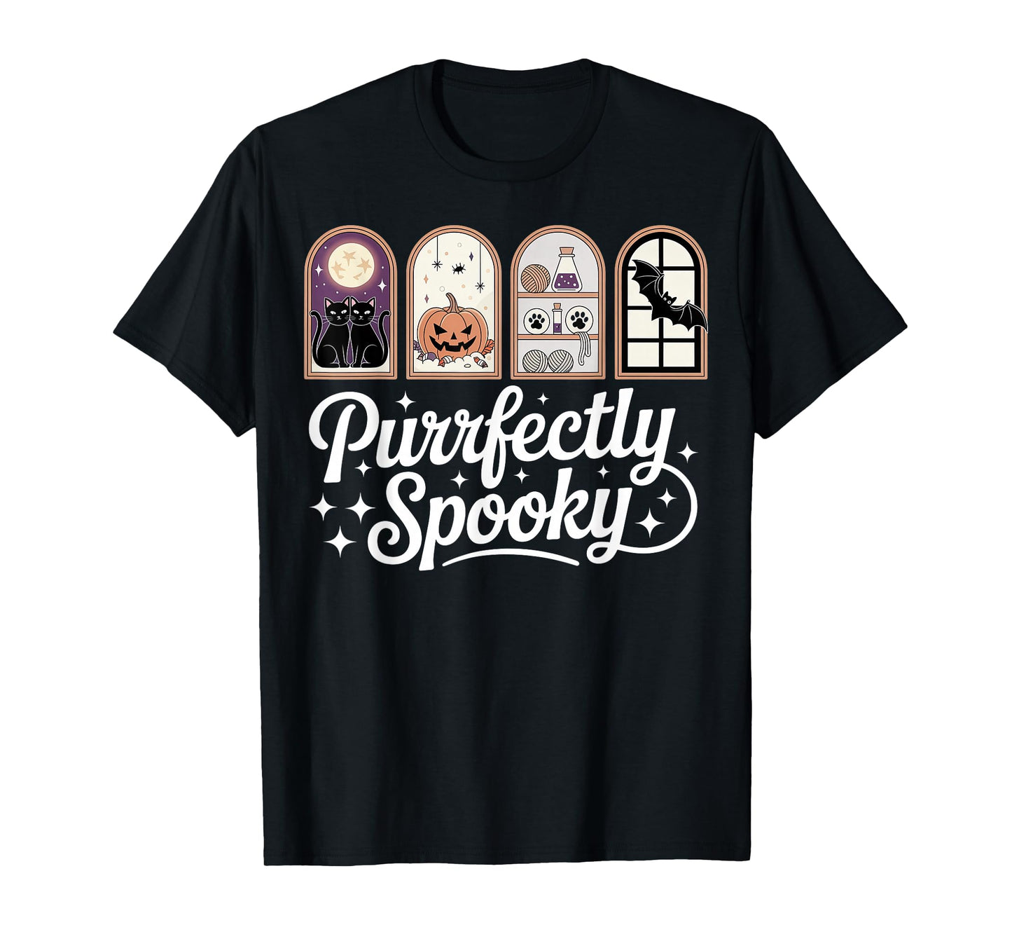 Retro Cat Lady Cute Victorian Halloween Purrfectly Spooky T-Shirt
