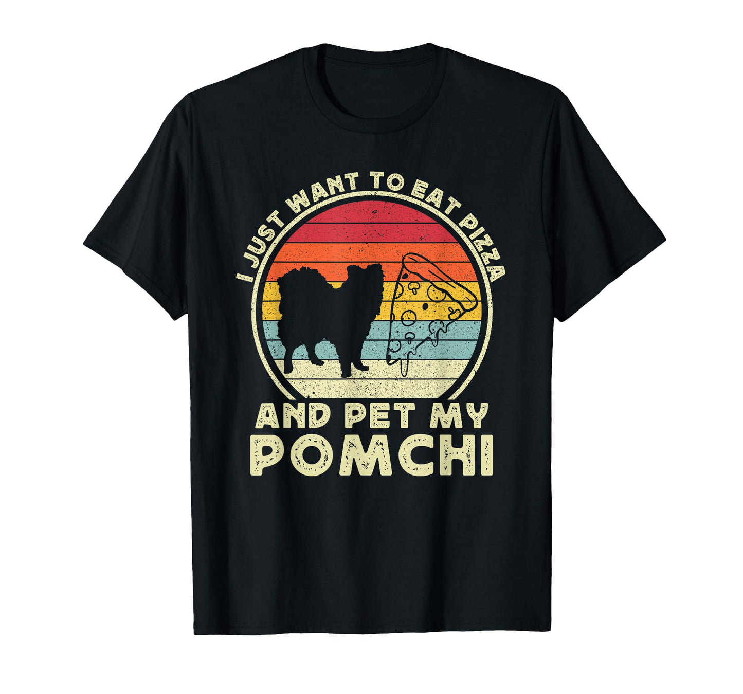 Pizza And Pomchi For Men Women Pom-Chi Dog Mom Dad Funny T-Shirt