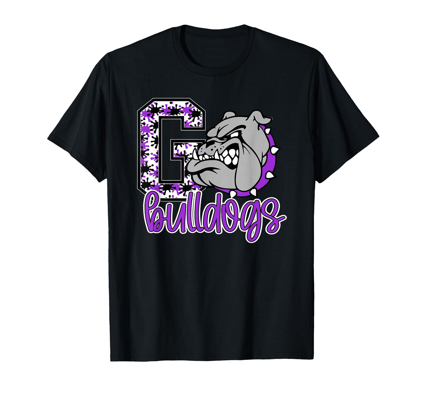 Go Bulldogs Purple Bulldog Pride School Spirit Mascot T-Shirt
