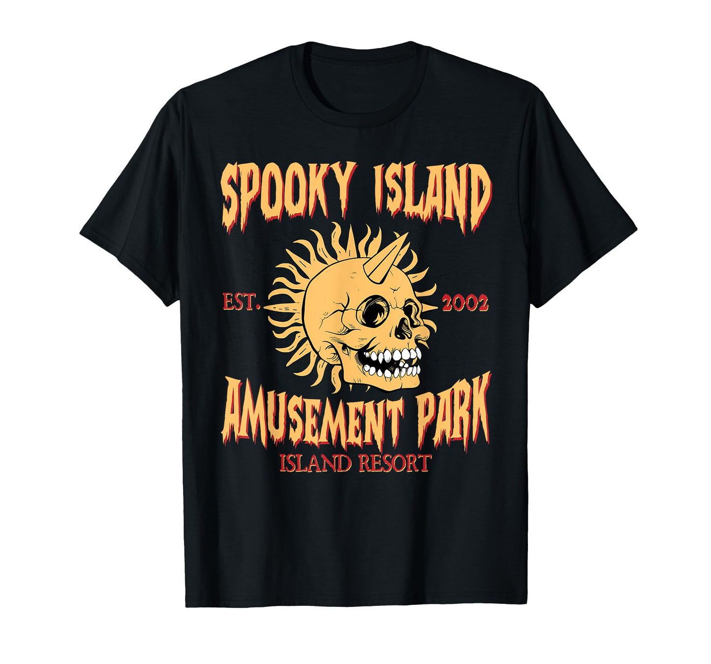 Spooky Island Retro Halloween Skull 90s Halloween Summerween T-Shirt