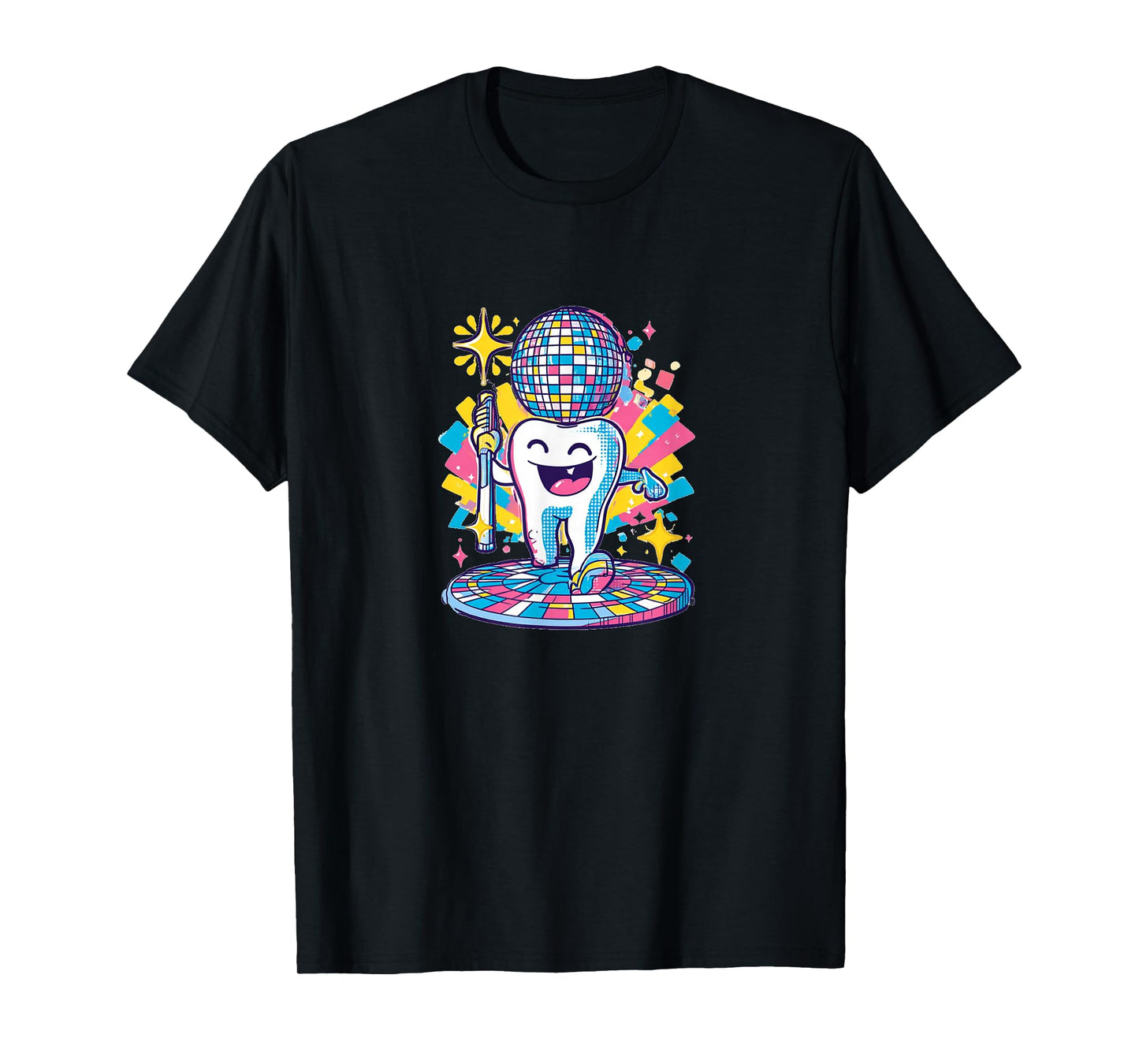 Funny Retro Disco Tooth with Toothbrush Costume T-Shirt