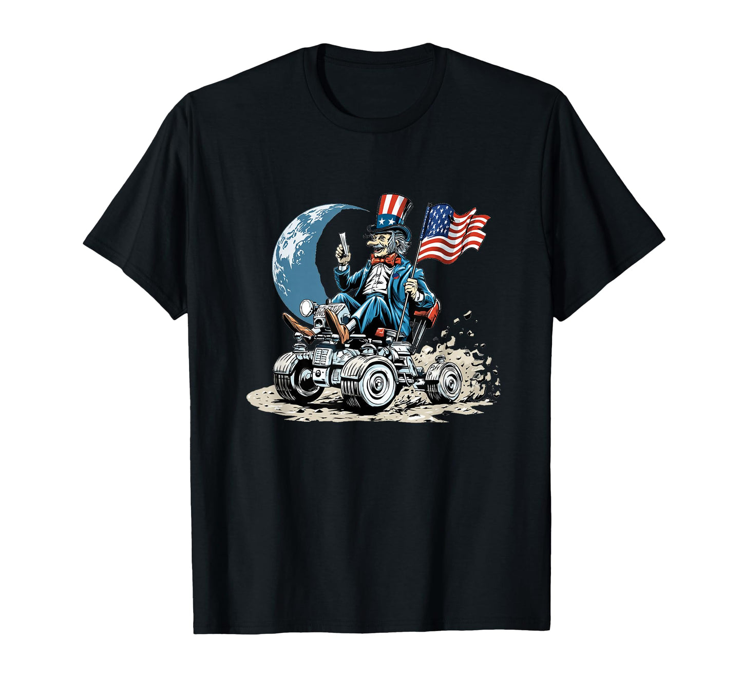 Uncle America on Moon with Vehicle and Earth T-Shirt