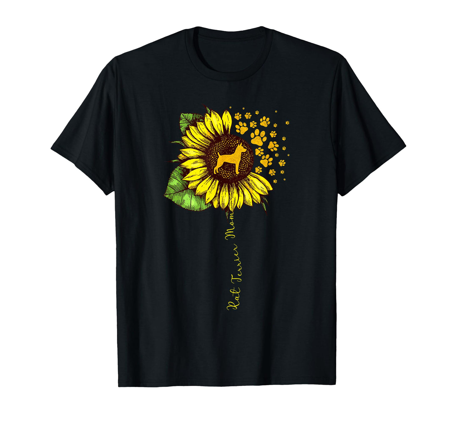 Funny Rat Terrier Mom Sunflower Mother's Day Dog Lover Mom T-Shirt