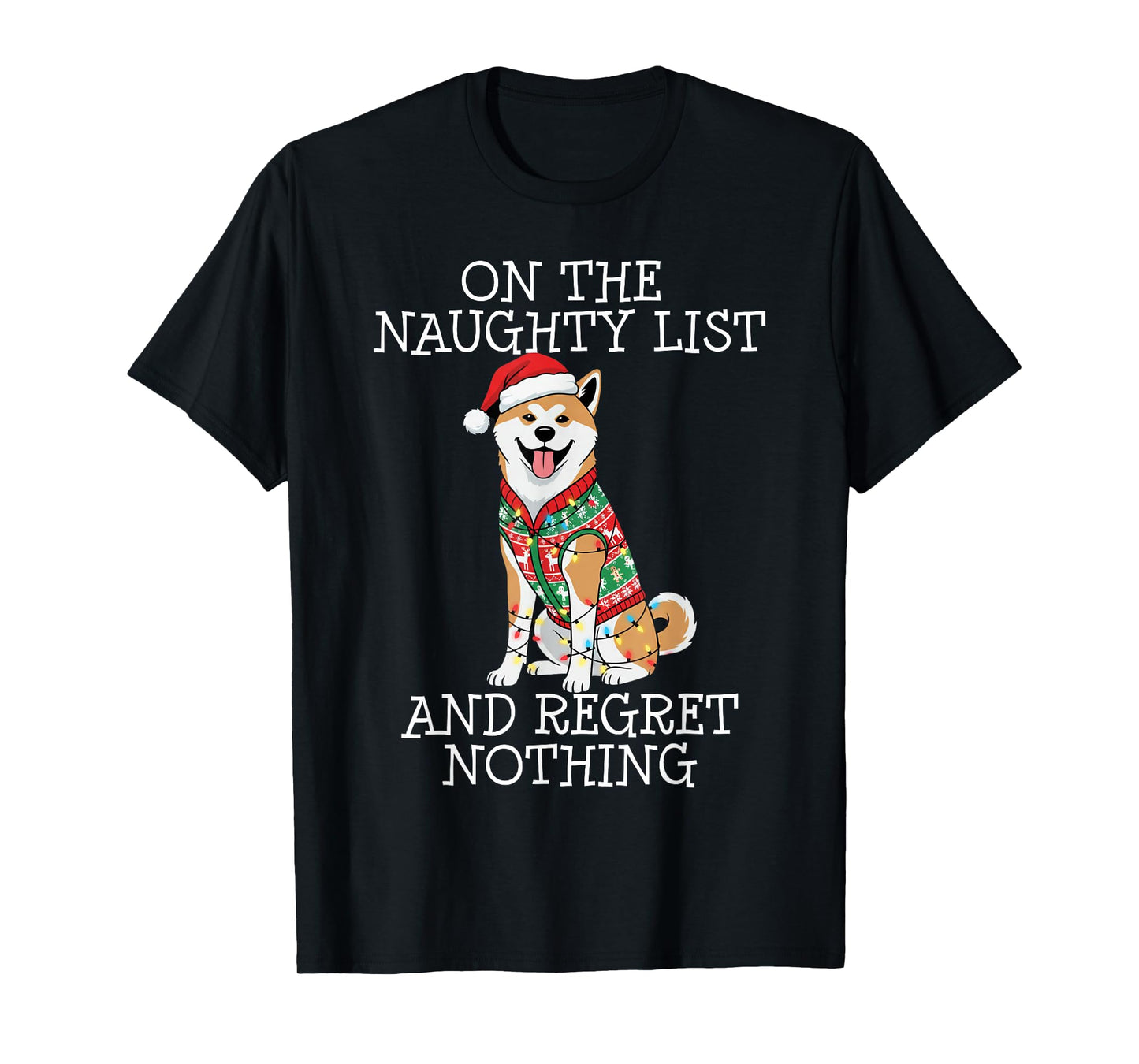 Funny Christmas Akita Naughty List T-Shirt