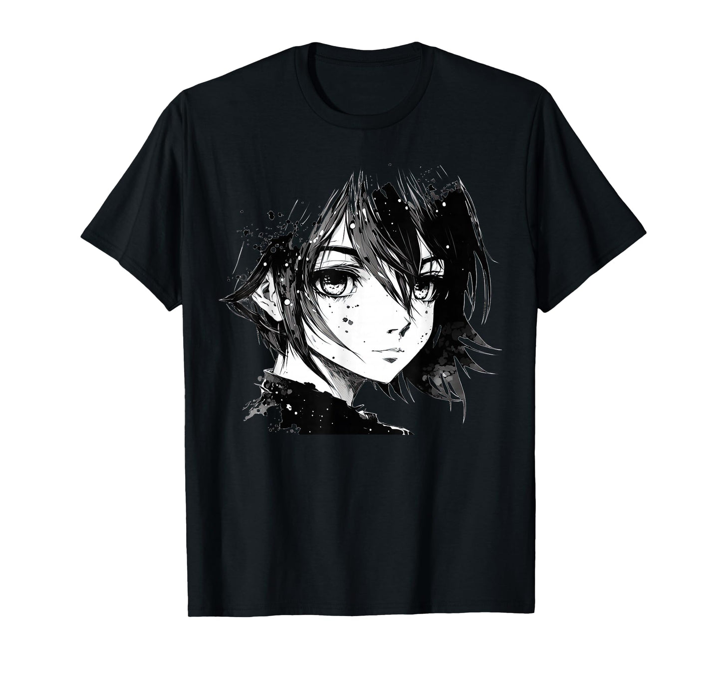 Anime Girl Anime Eyes Ink Art Sketch Drawing for Girls Teens T-Shirt