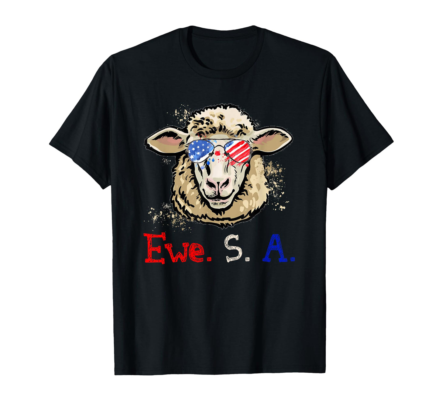Funny Sheep Ewe S A USA Flag Sunglasses Farm Women Kids Men T-Shirt