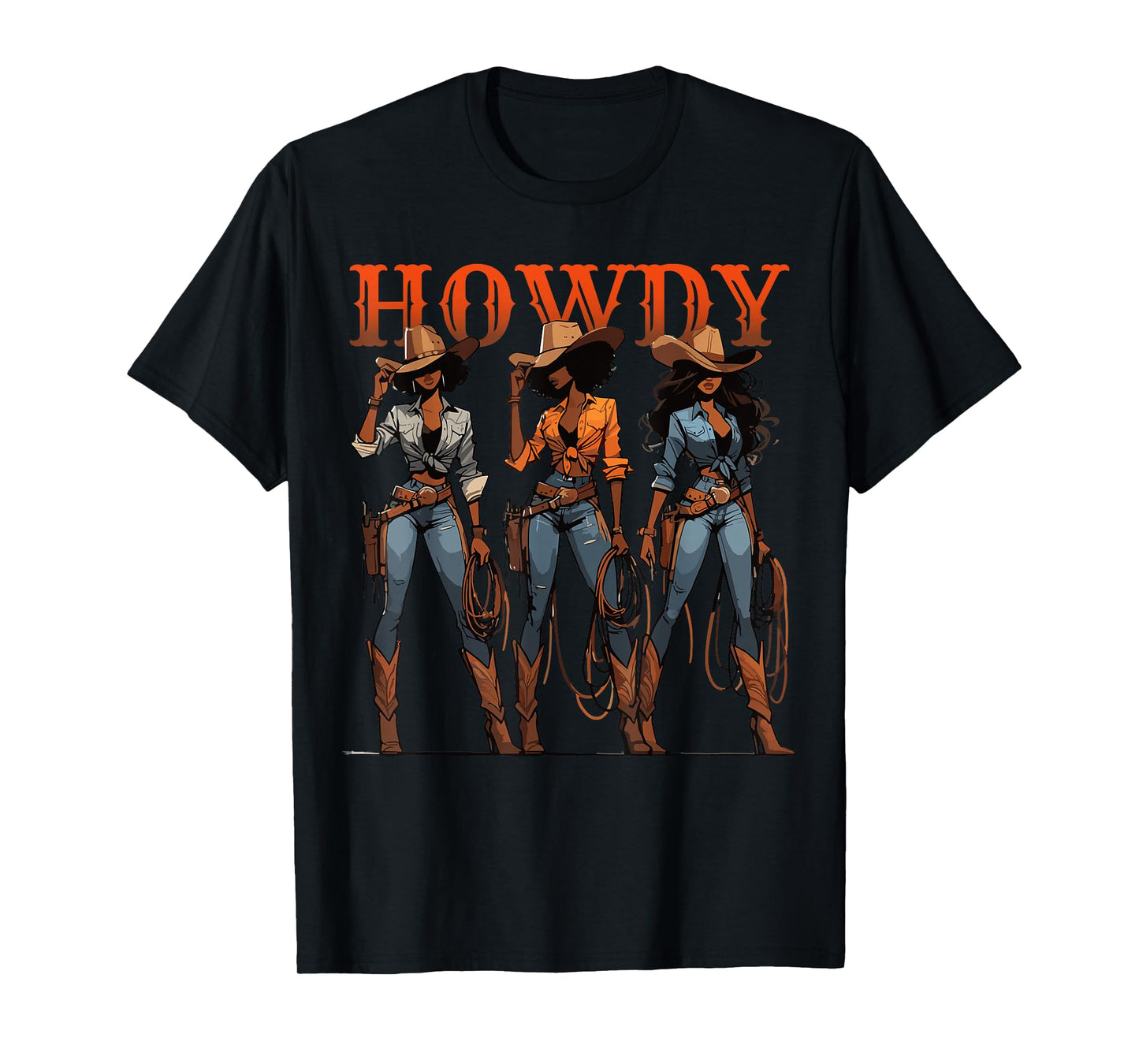 Black African American Cowgirl Western Country Texas Rodeo T-Shirt