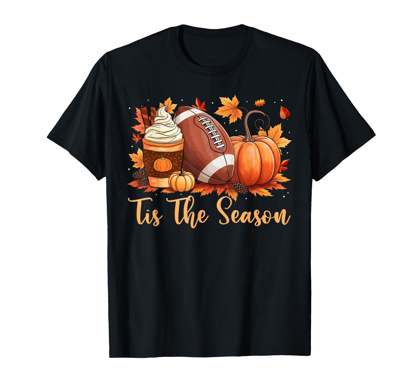 Tis The Season Fall Thanksgiving Pumpkin Spice Football T-Shirt