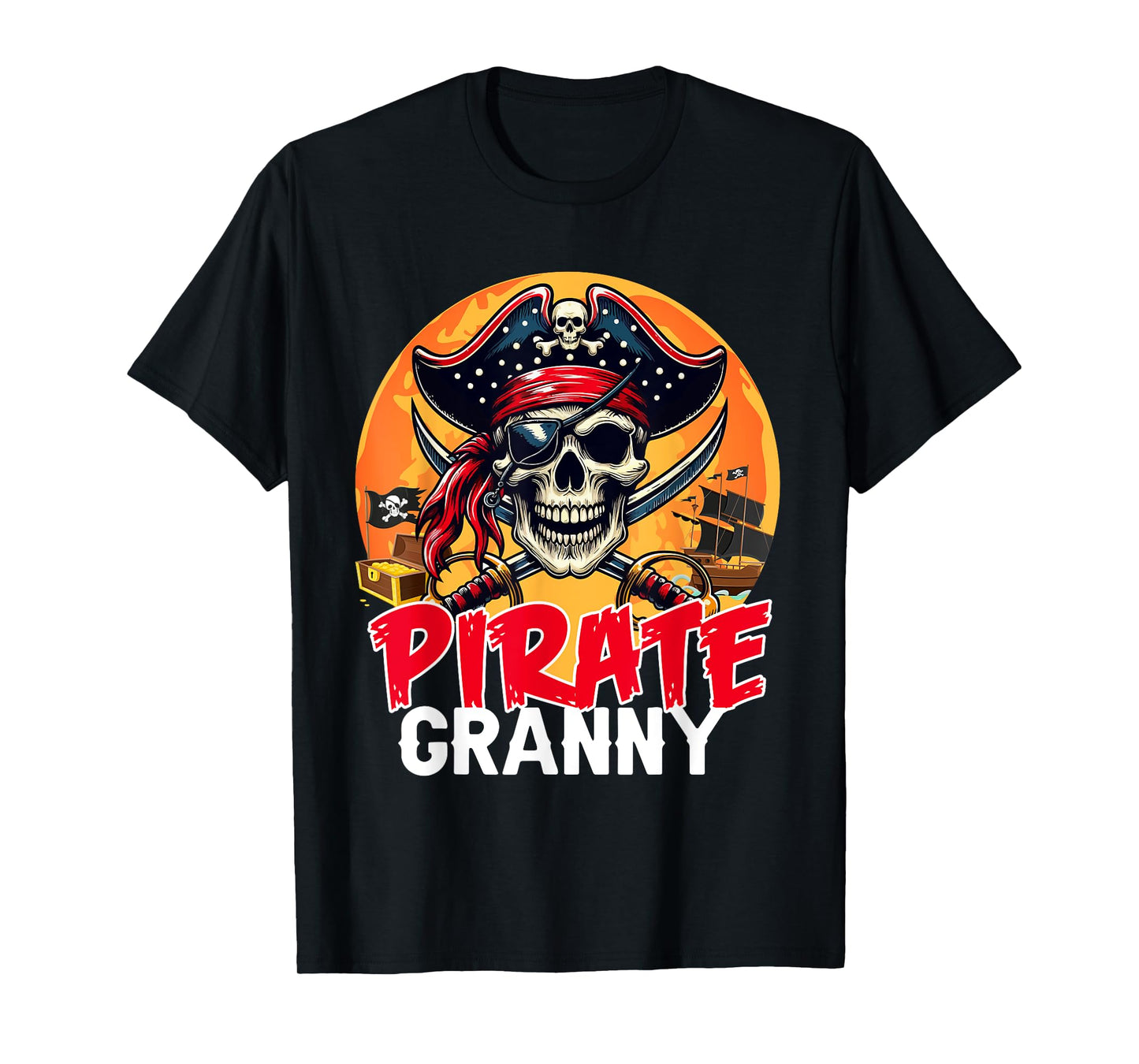Pirate Granny Halloween Horror Pirate Skull Costume Family T-Shirt