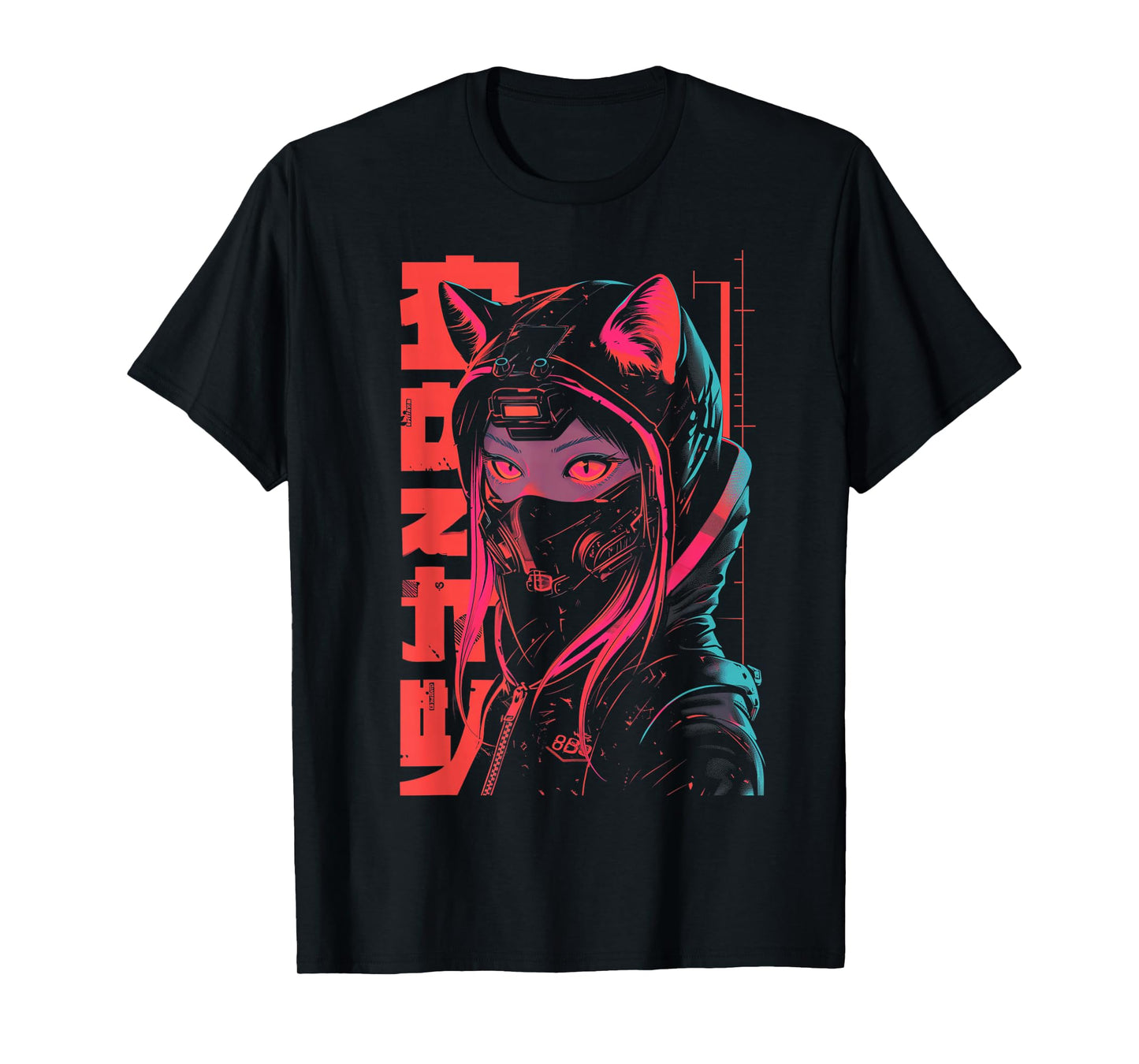 Anime Manga Punk Neko Cat Girl | Cyberpunk Japanese Harajuku T-Shirt