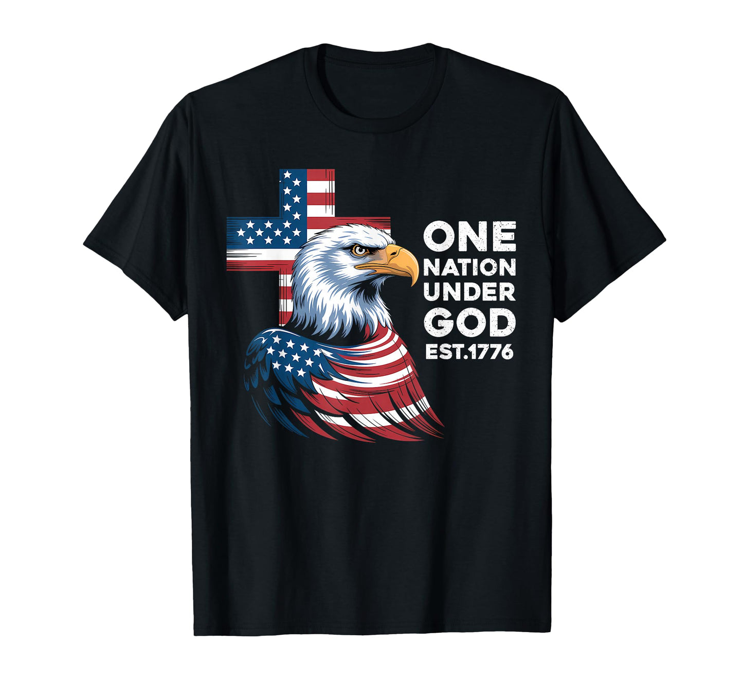 One Nation Under God Flag Patriotic Christian Eagle T-Shirt