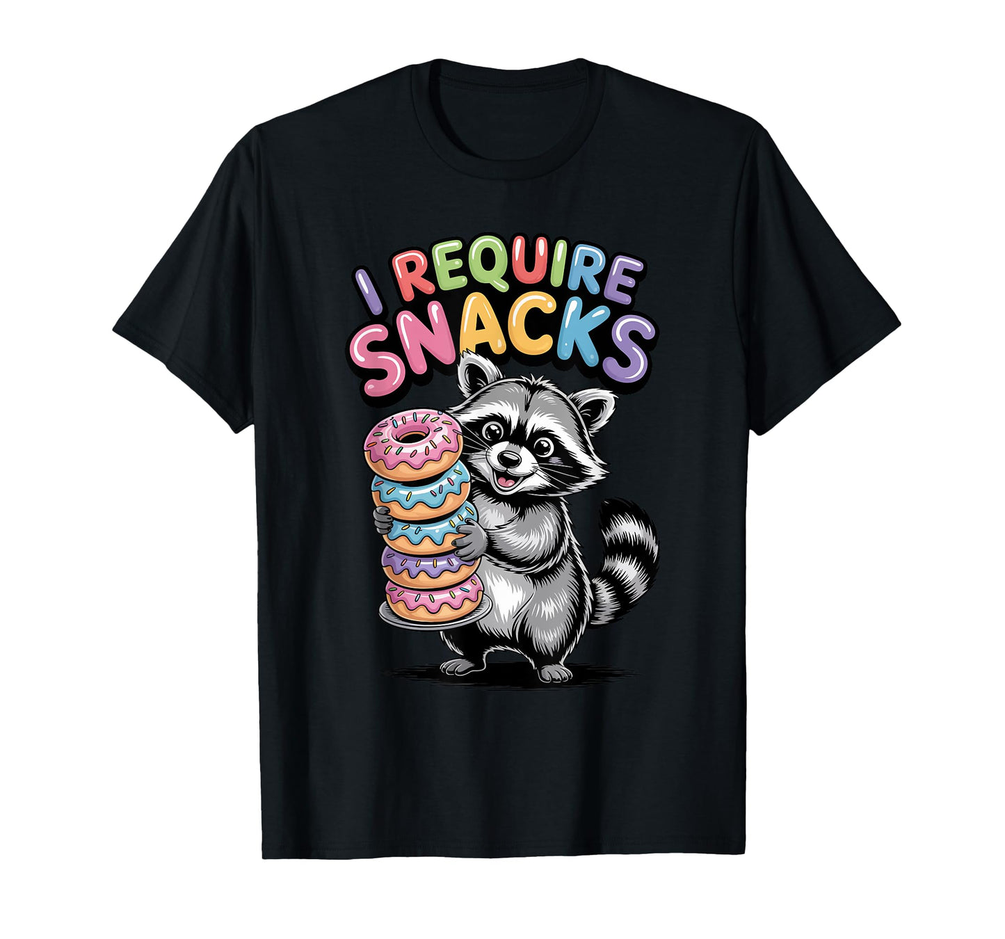 I Require Snacks Raccoon Shirt Funny Christmas Men Women T-Shirt