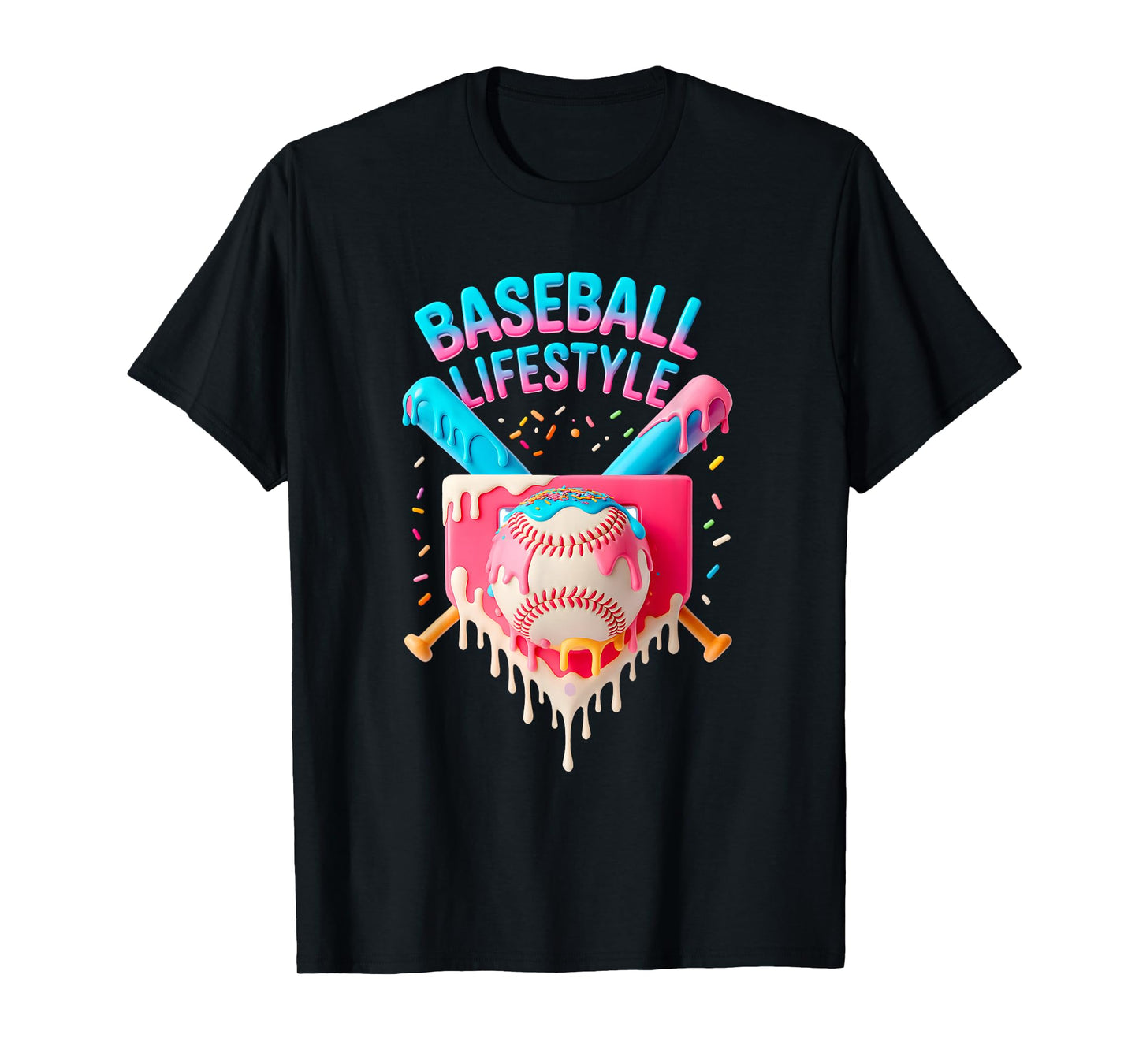 Baseball Lifestyle with Dripping Ice Cream Sprinkles T-Shirt