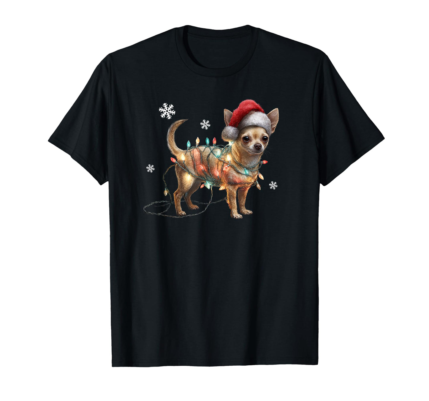 Funny Chihuahua Dog Santa Merry Christmas Lights T-Shirt