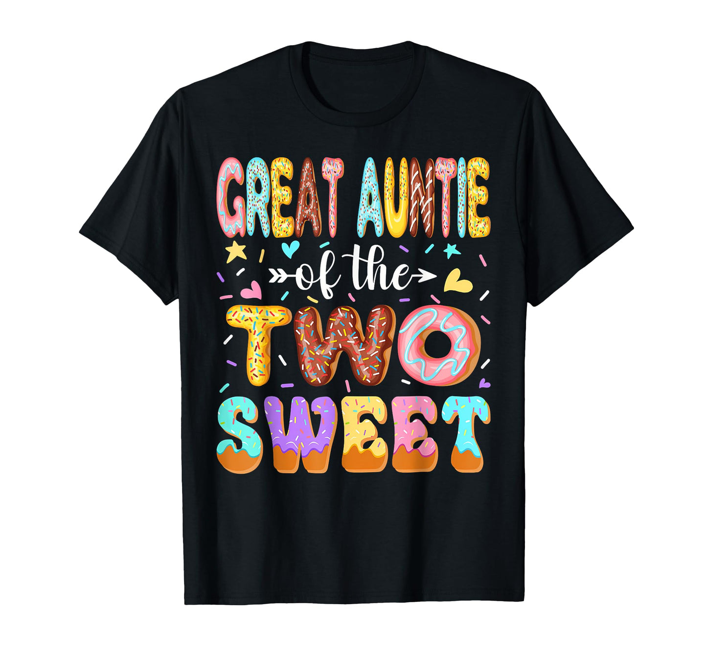Great Auntie Of The Two Sweet 2Nd Birthday Girl Donut Party T-Shirt