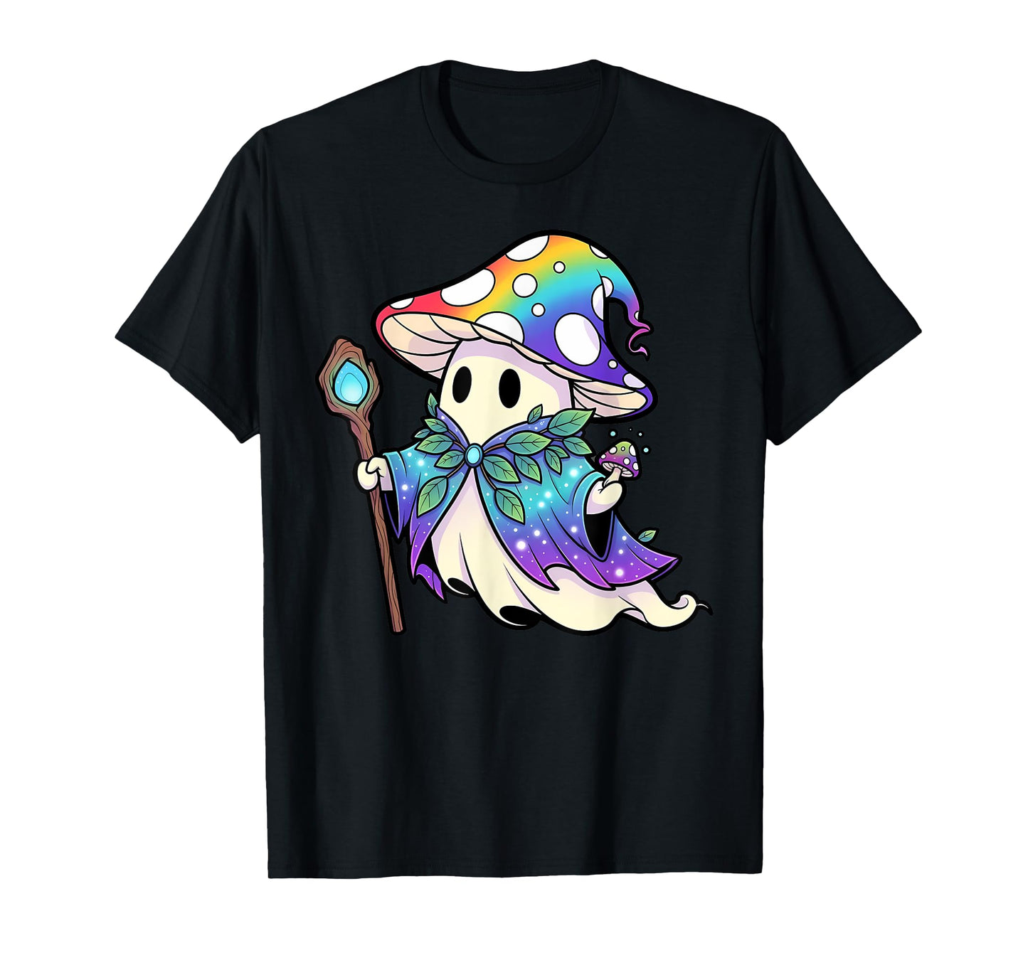 Cute Ghost Boo Mushroom Wizard Halloween Men Women Kids T-Shirt