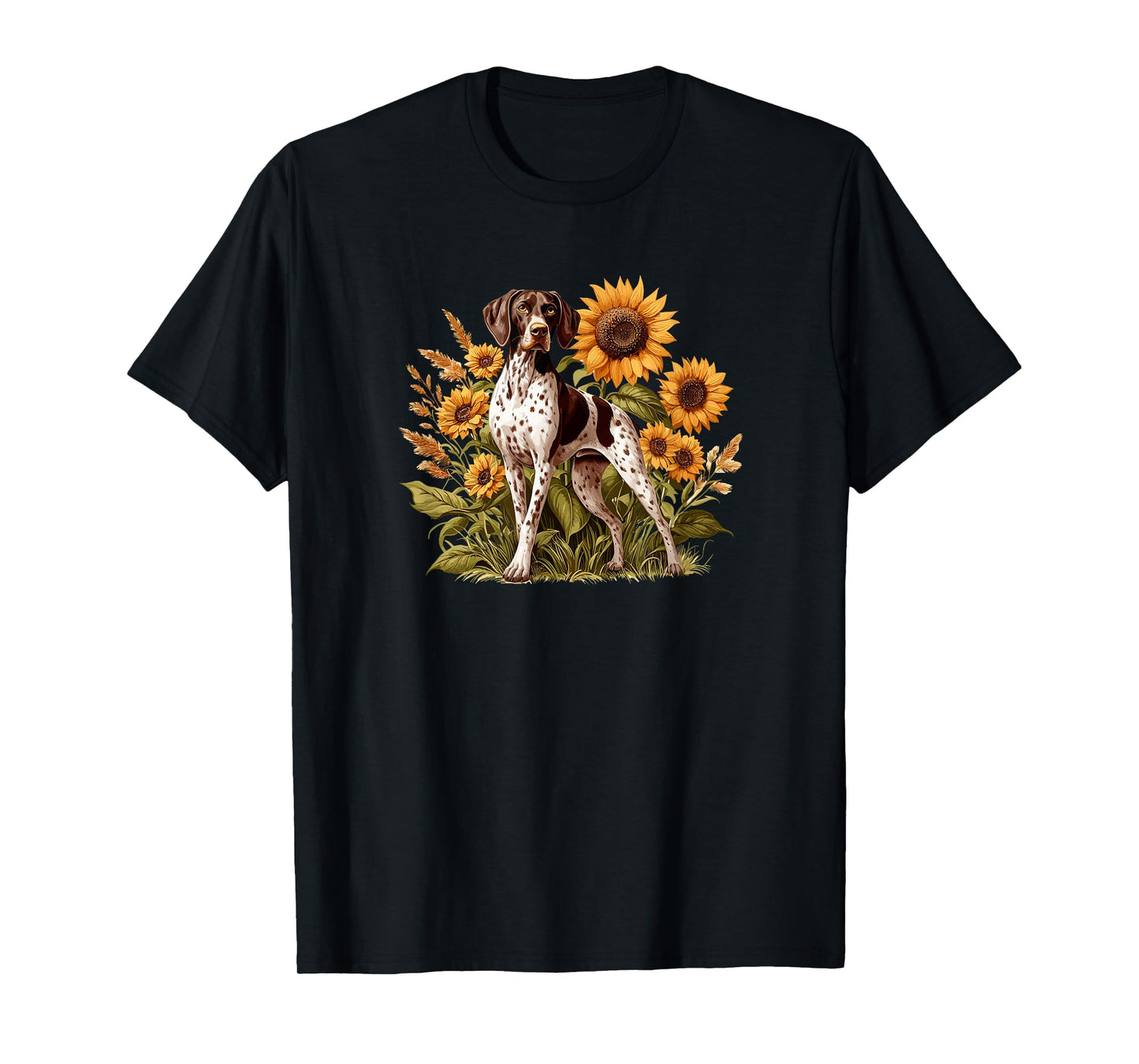 GSP Hunting Dog Sunflowers German Shorthaired Pointer T-Shirt