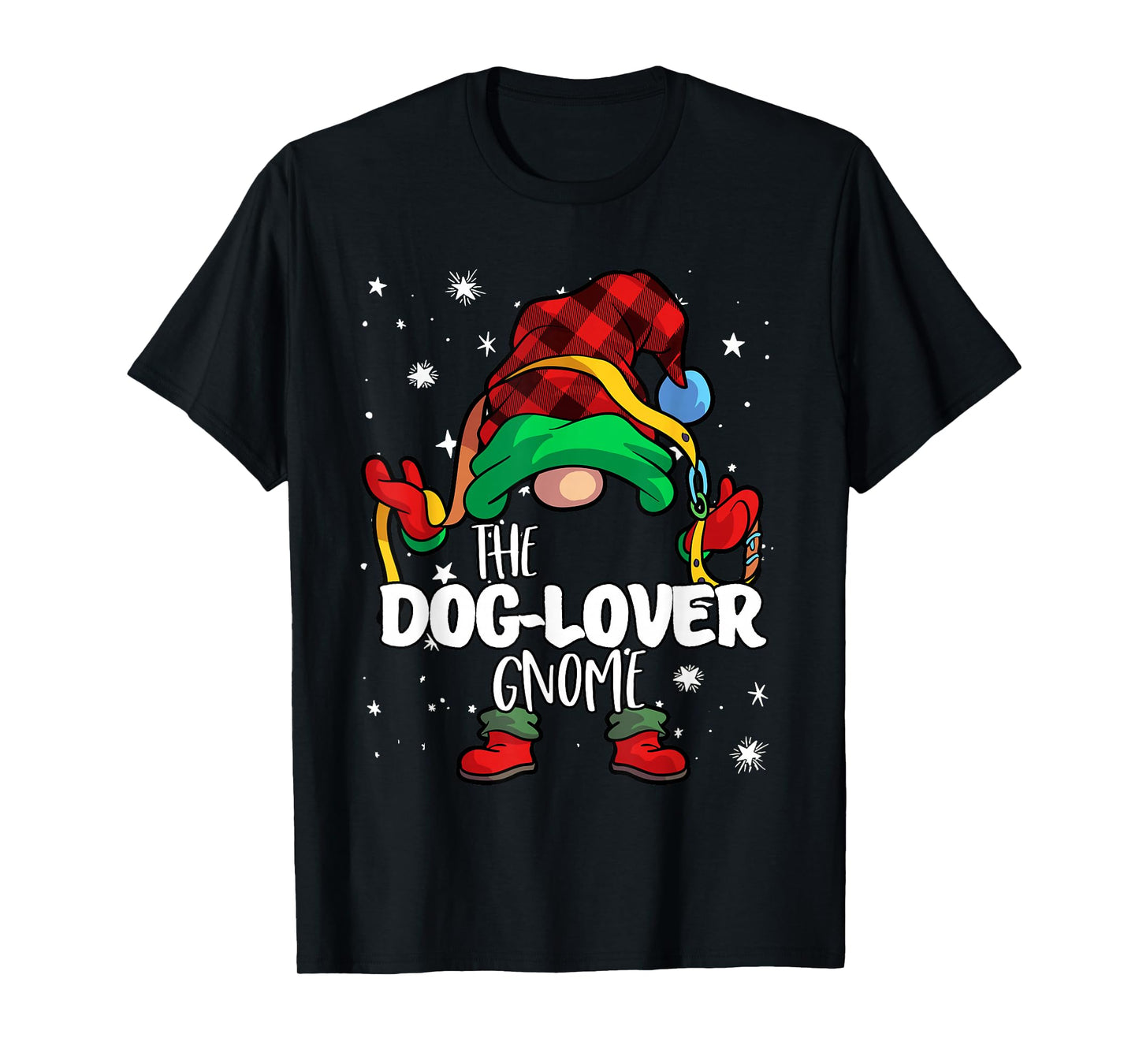 Dog Lover Gnome Red Buffalo Plaid Matching Family Christmas T-Shirt