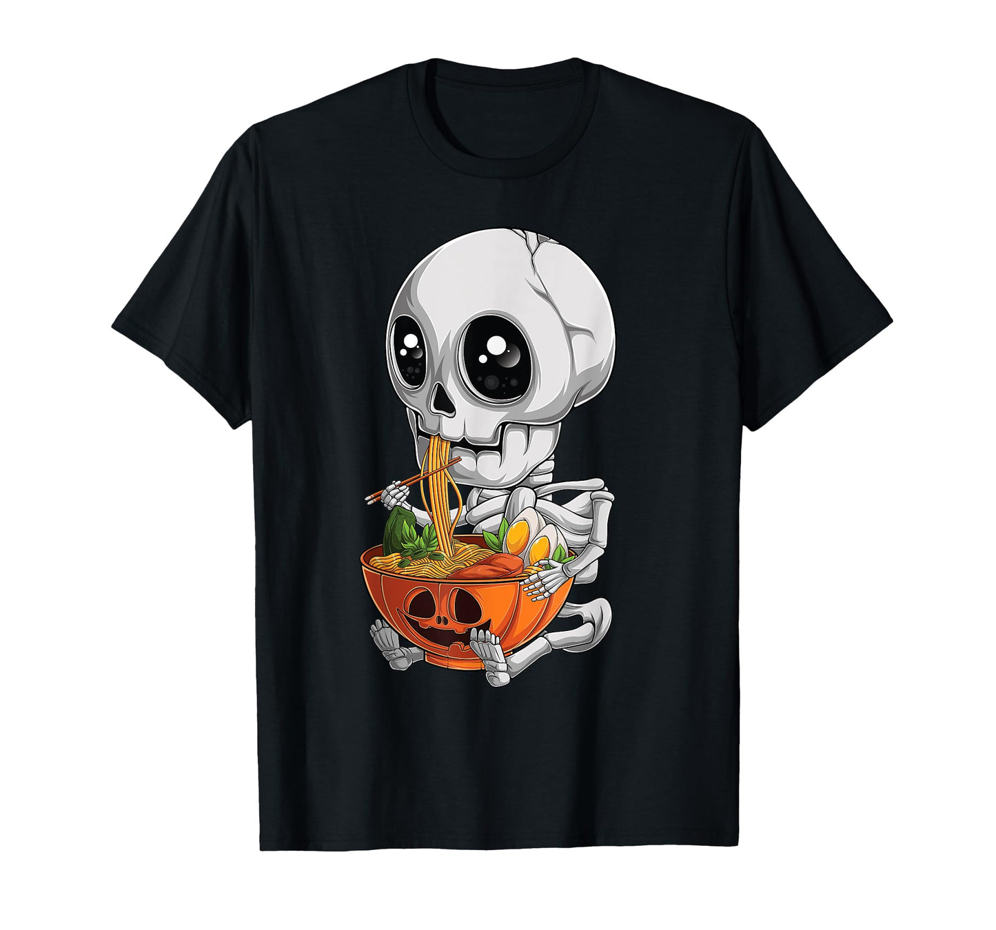 kawaii japanese anime Skeleton Halloween ramen Food Lovers T-Shirt