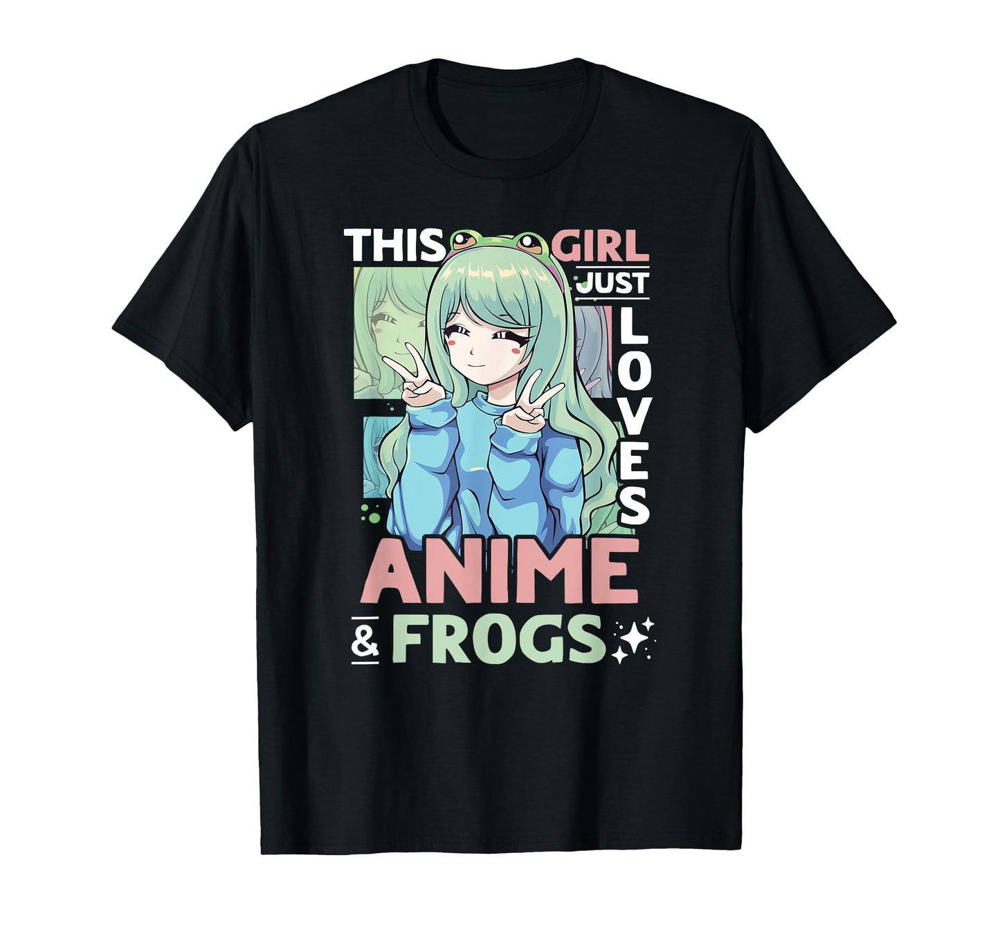 Anime and Frog This Girl Just Loves Anime and Frogs Girls T-Shirt