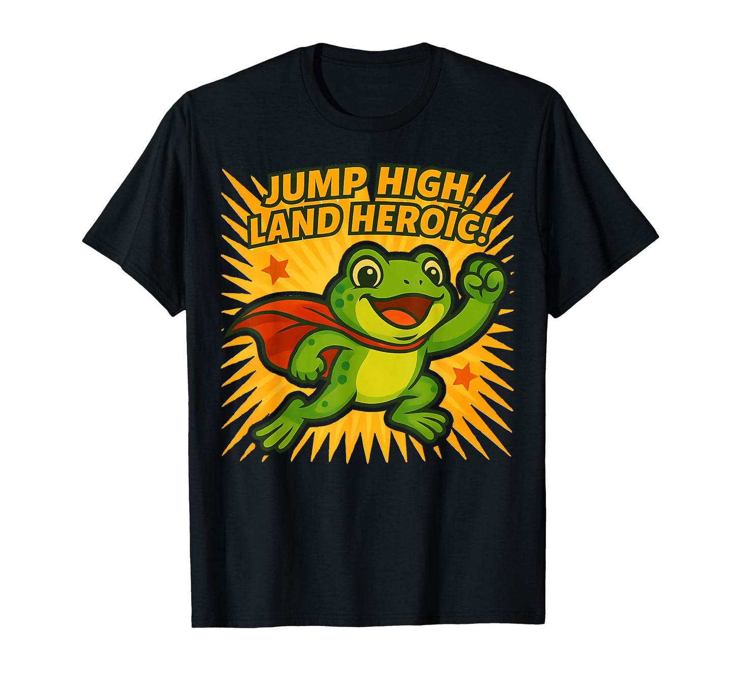 Jump High Land Heroic Frog Superhero T-Shirt