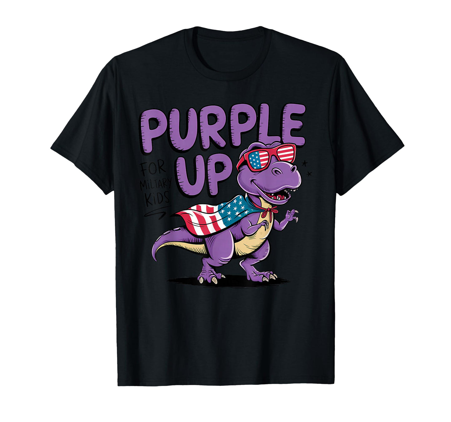 Purple Up for Military Kids Military Child Month Dinosaur T-Shirt