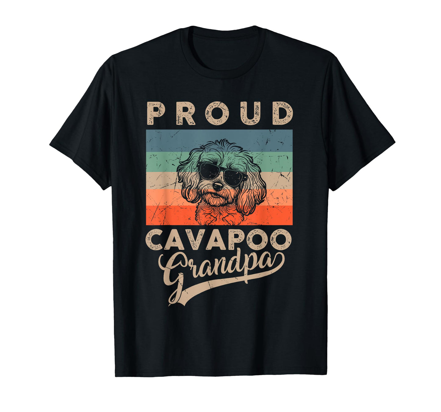 Vintage Proud Cavapoo Dog Grandpa Dog Owner Father's Day T-Shirt for Men Women Kids