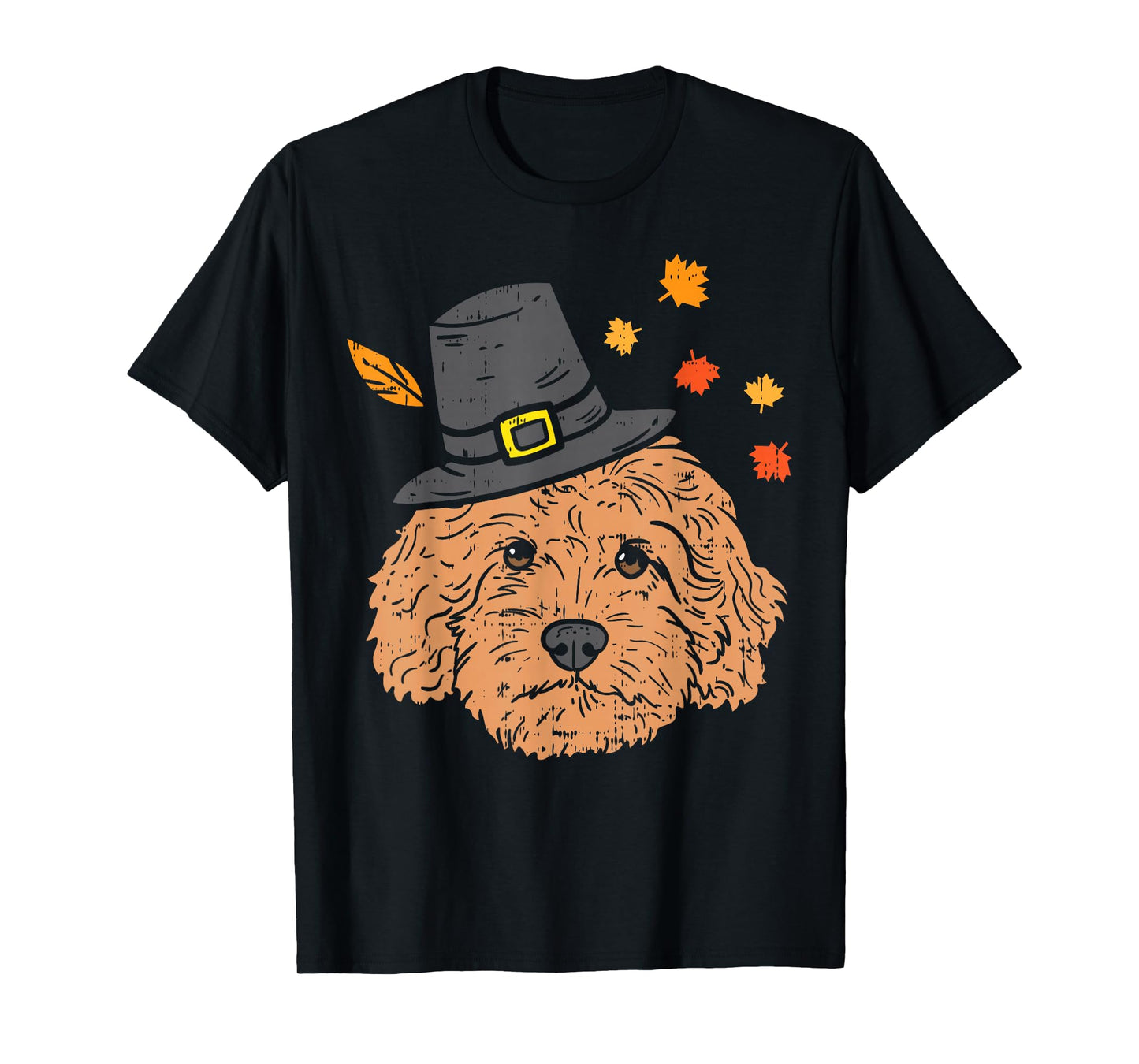 Pilgrim Goldendoodle Dog Thanksgiving Fall Autumn Leaf Gift T-Shirt