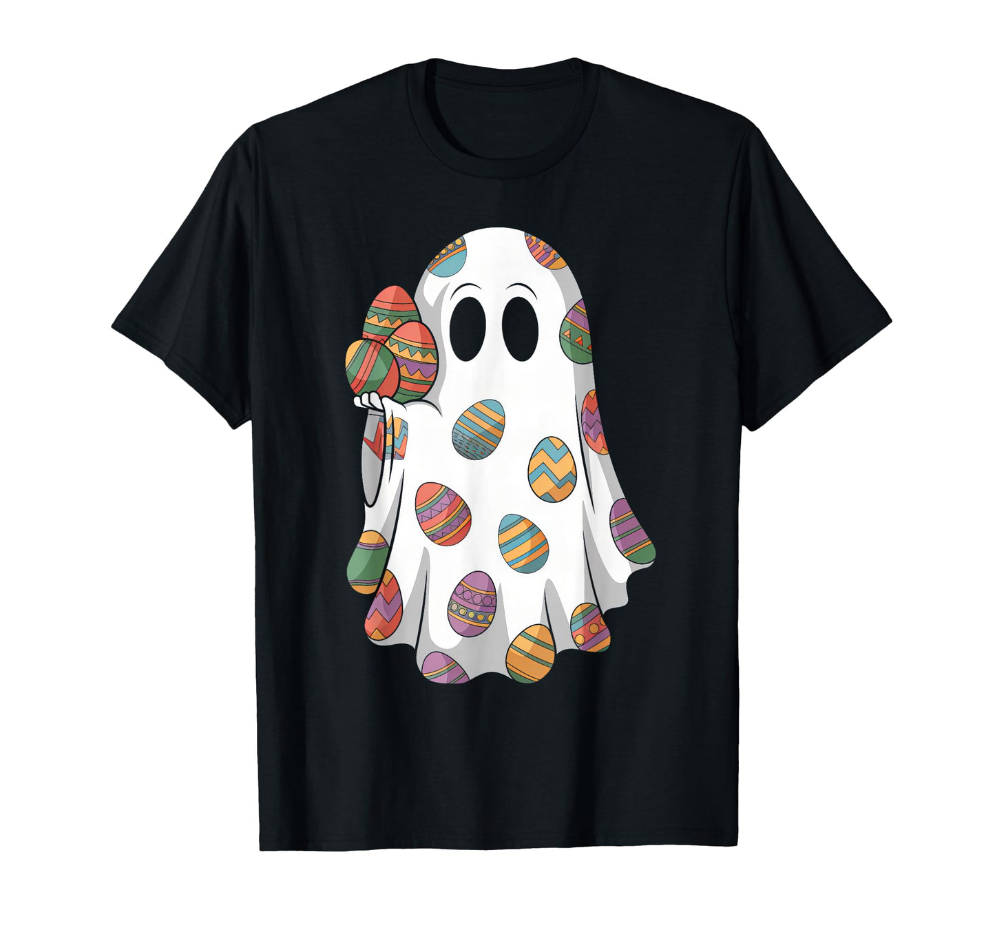 Rainbow Boo Egg Bunny Happy Easter Day Spooky Season Funny T-Shirt