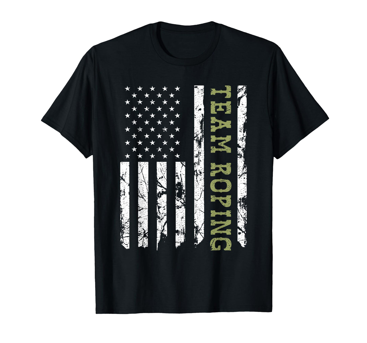 Team Roping Rodeo Vintage American Flag, 4th of July Cowboy T-Shirt