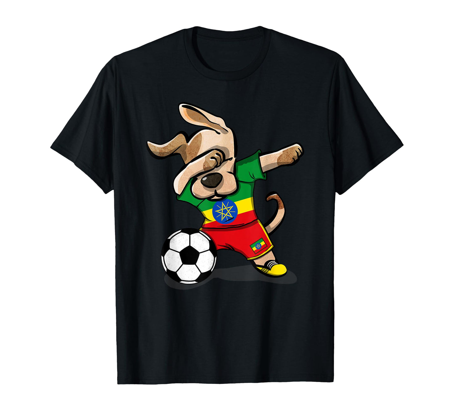 Dabbing Dog Ethiopia Soccer Fans Jersey Ethiopian Football Men Women Girls Kids T-Shirt