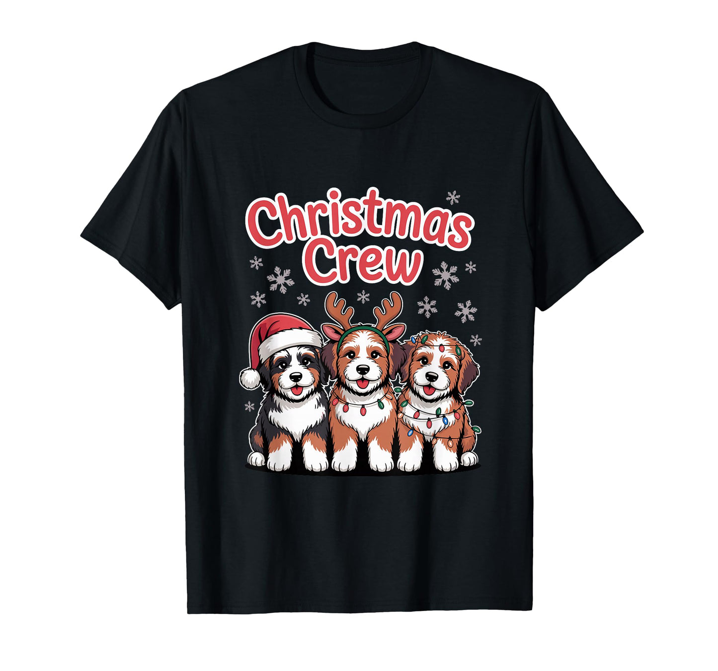 Christmas Crew Xmas Puppy Dog Funny Christmas Bernedoodle T-Shirt