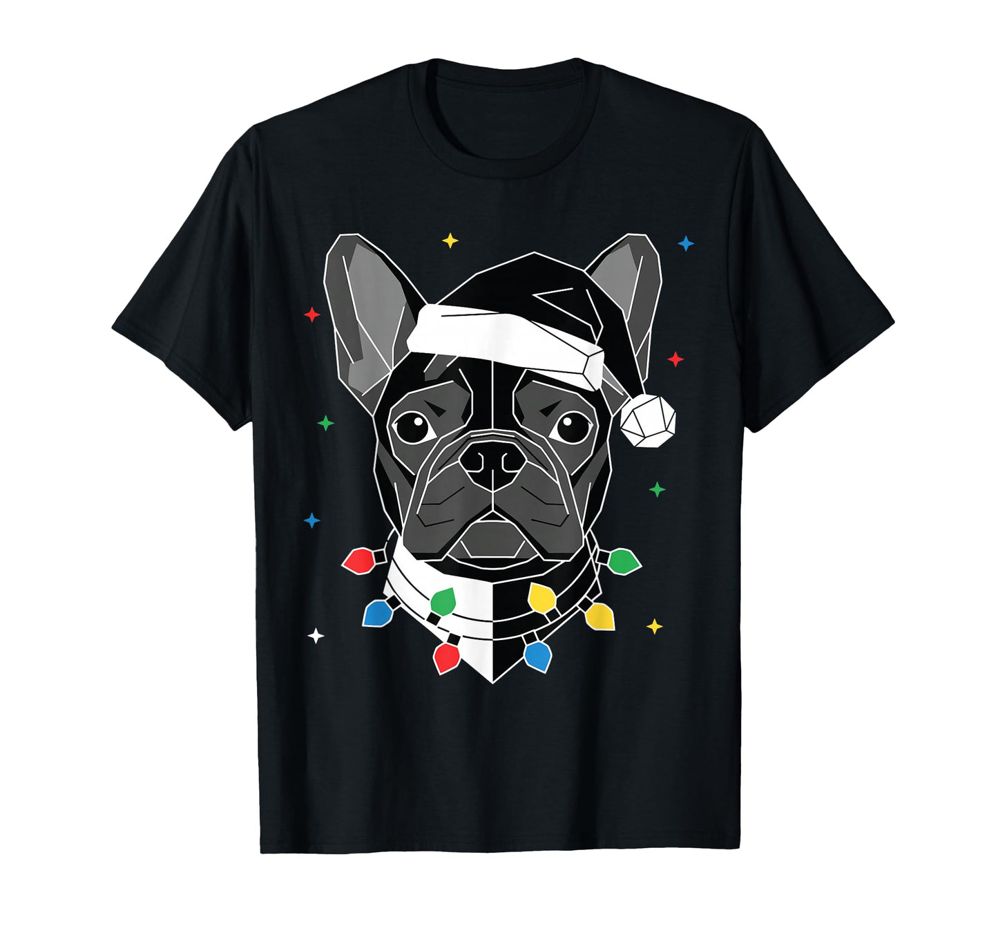 Geometric French Bulldog Santa Hat Christmas Xmas Dog Dad T-Shirt