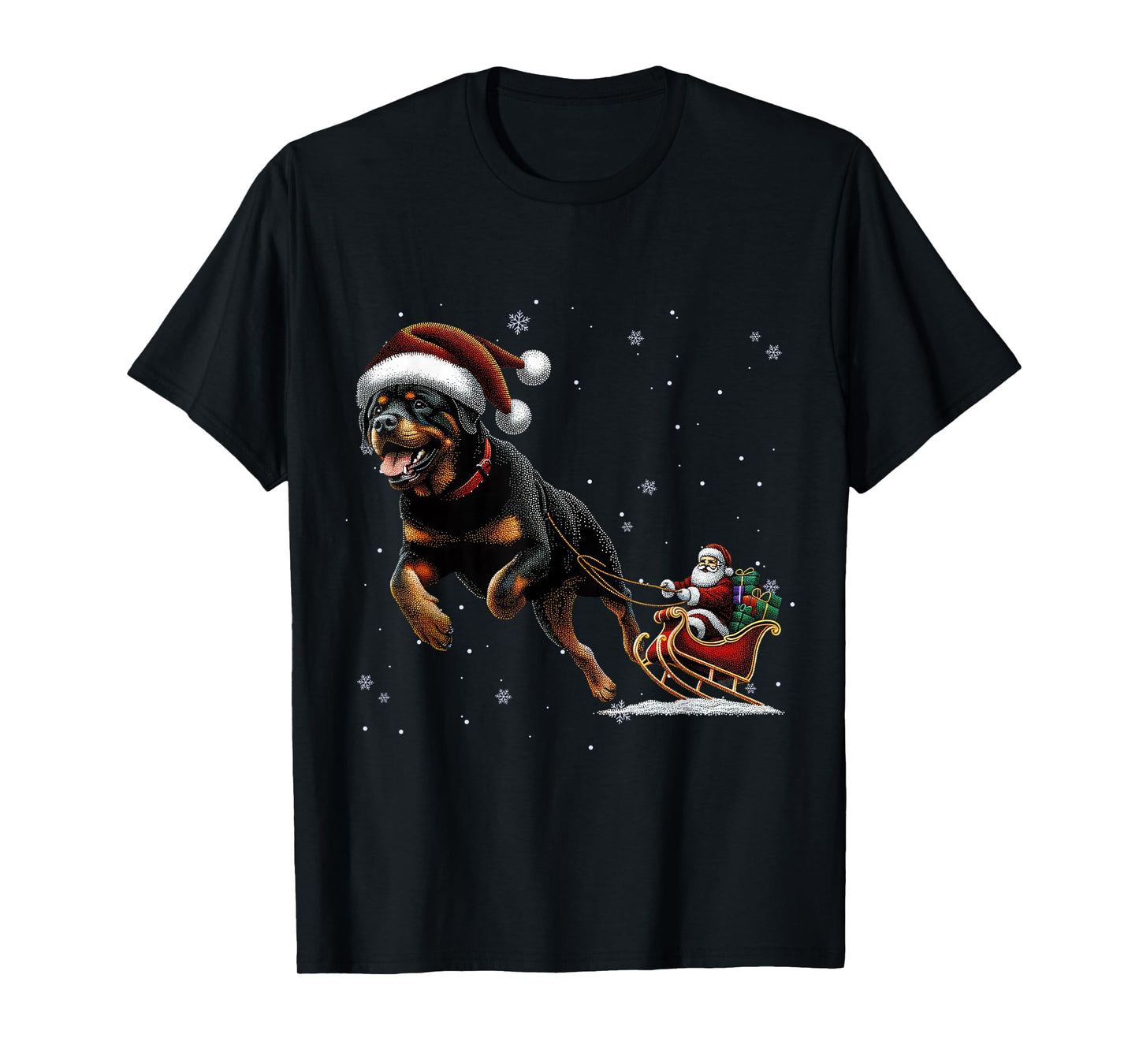 Rottweiler Santa Christmas Tree Lights Ugly Pajama Dog Lover T-Shirt