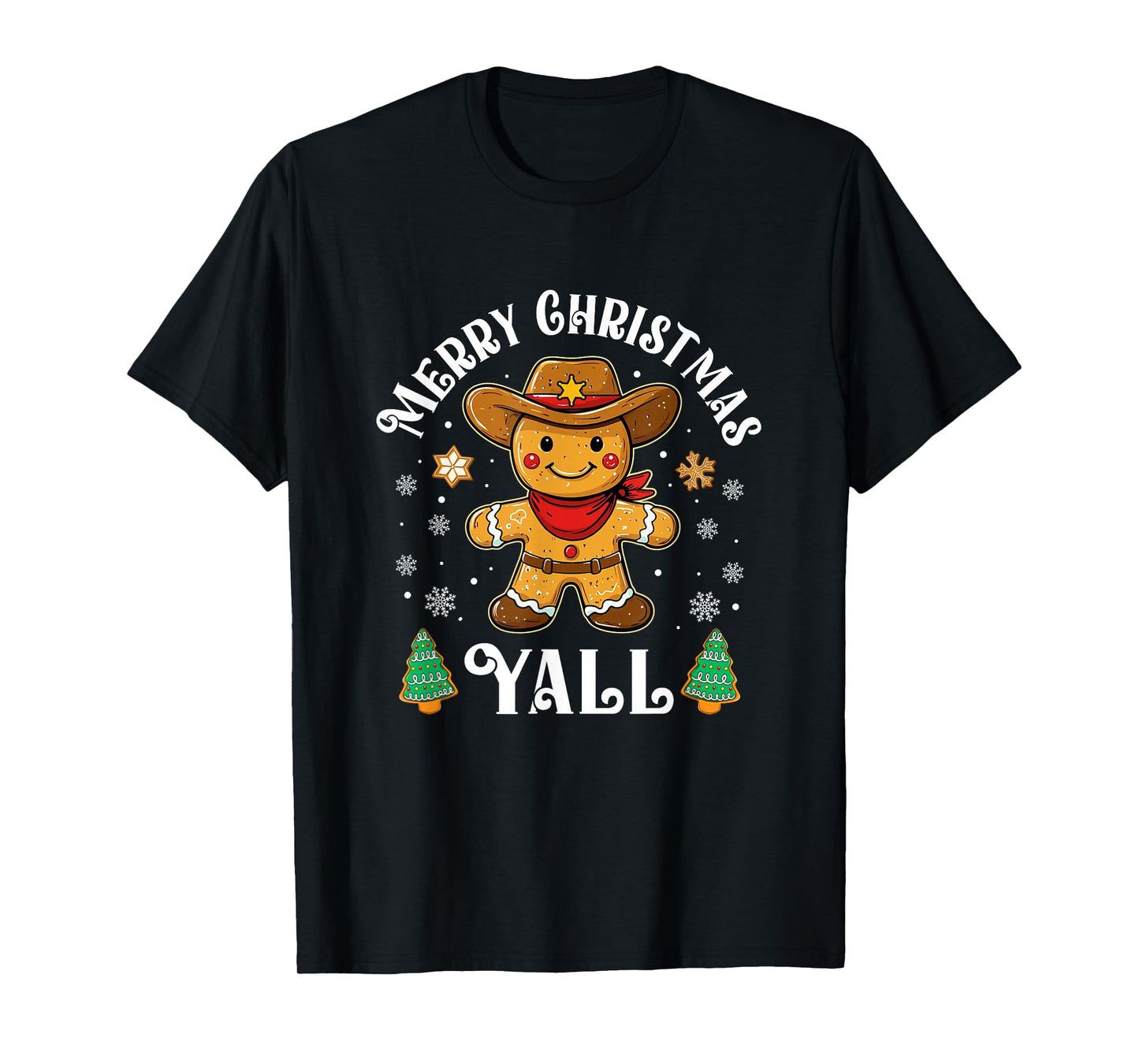 Merry Christmas Yall Gingerbread Cowboy Howdy Western Xmas T-Shirt