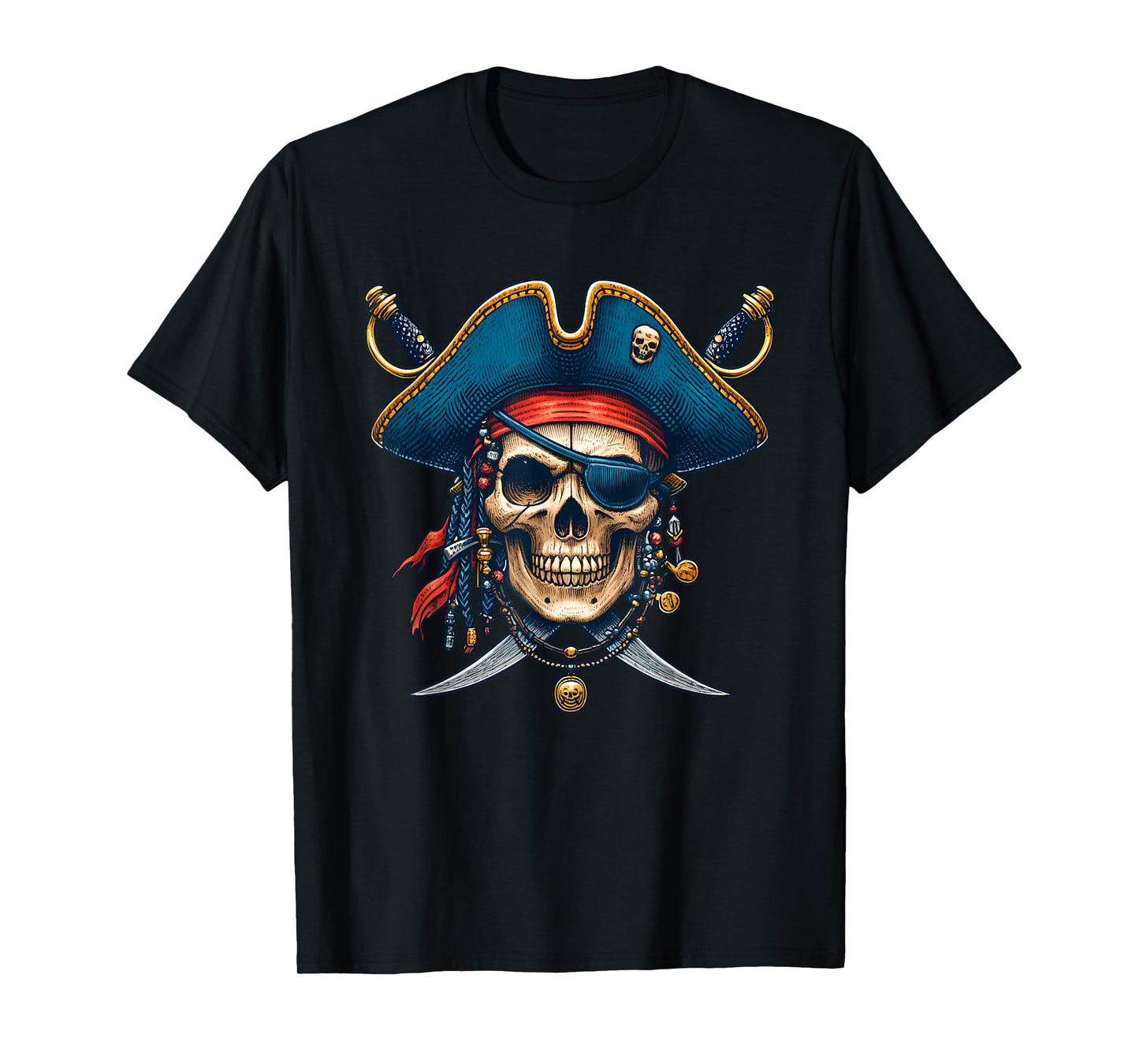 Pirate Skull Halloween Costume Men Women Boys Girls Teens T-Shirt