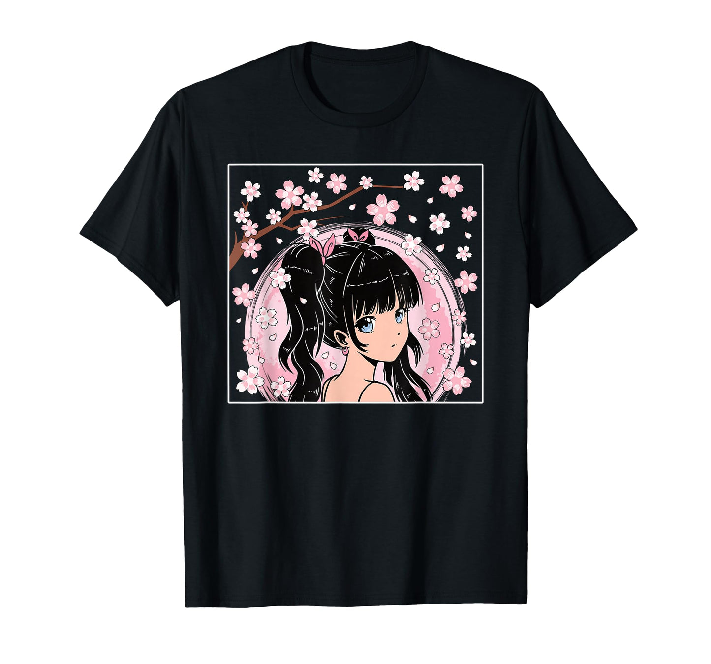 Japanese Anime Girl Manga Otaku Cherry Blossom Women Girls T-Shirt